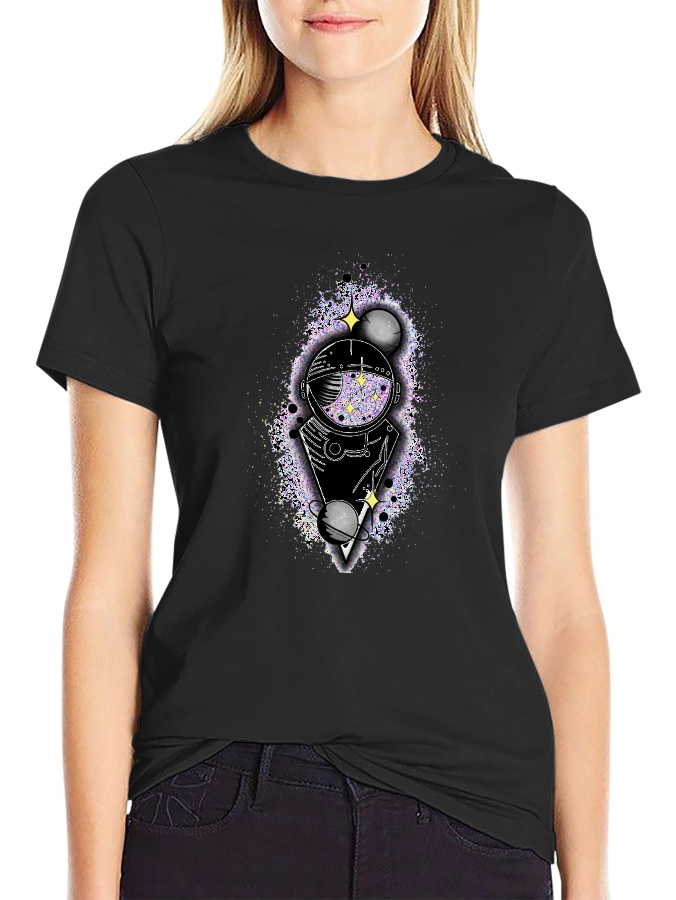 Astronaut Galaxy T-Shirt - Black Graphic Tee