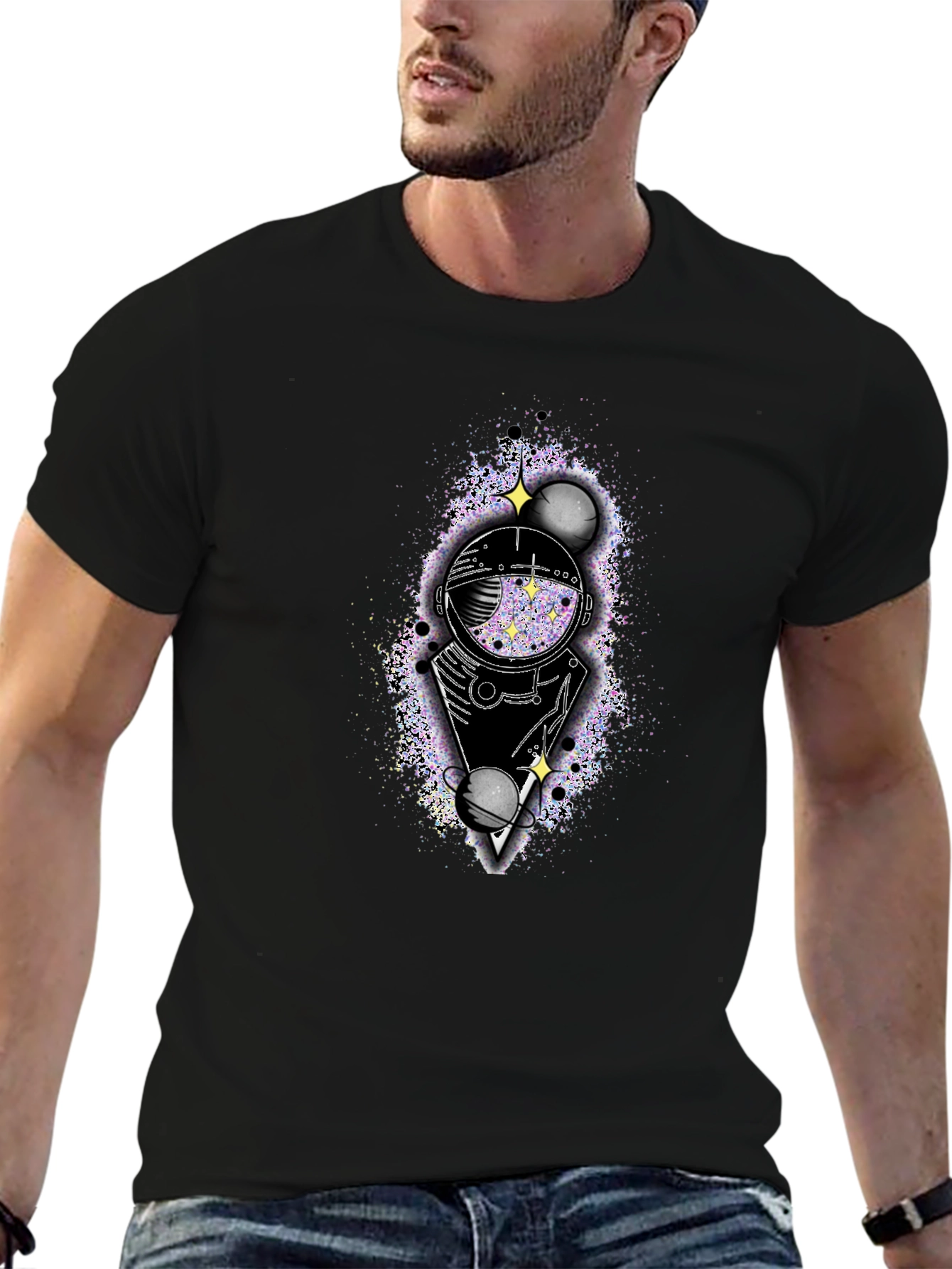 Astronaut Galaxy T-Shirt - Black Graphic Tee