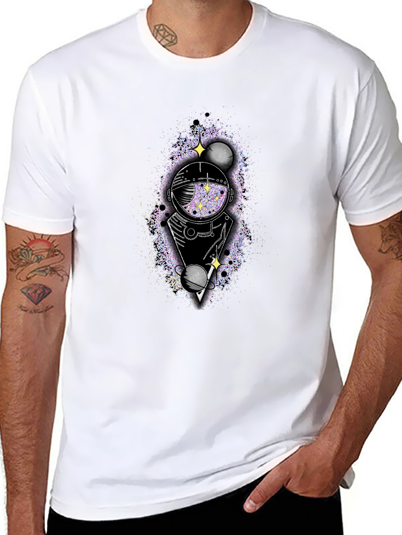Astronaut Galaxy T-Shirt - Black Graphic Tee