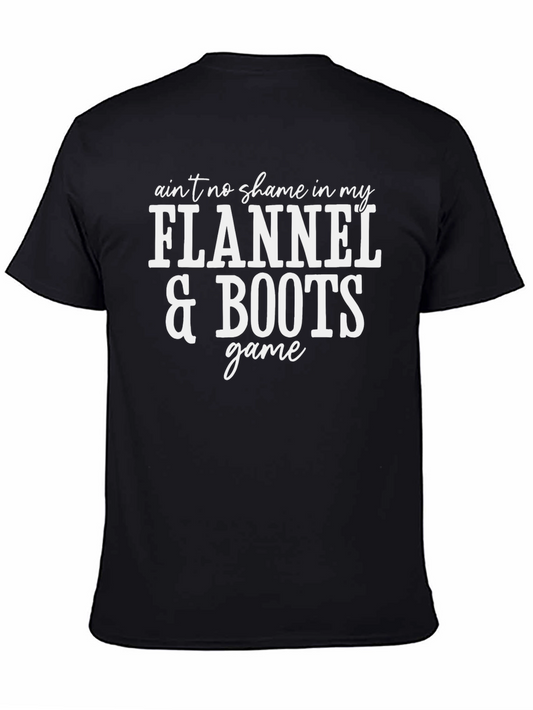Aint No Shame Flannel & Boots Game Black T-Shirt