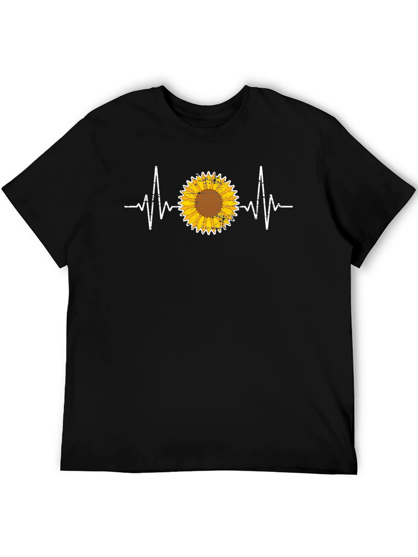 Sunflower Heartbeat Graphic Tee - Unisex Black T-Shirt