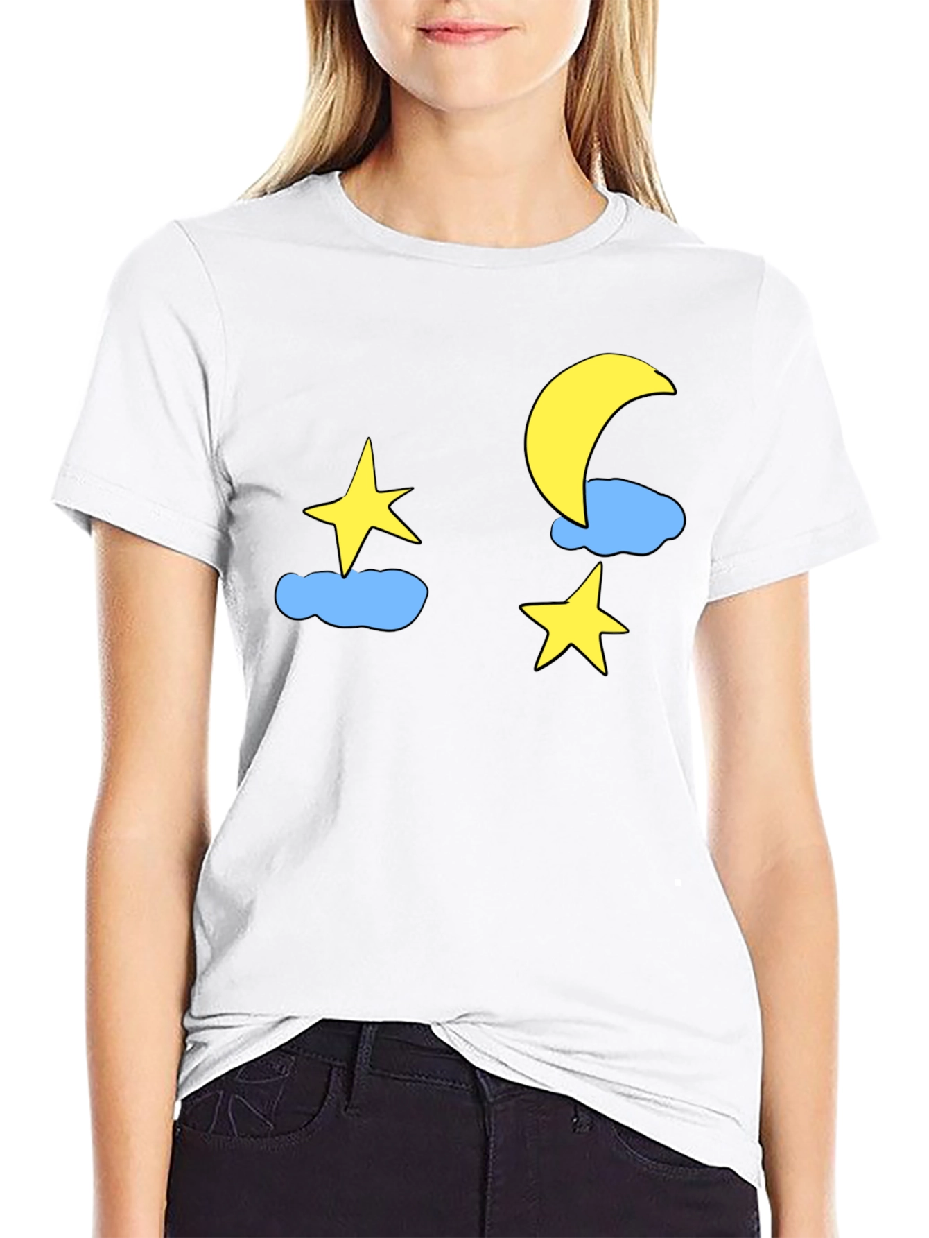 Night Sky Tee: Moon Stars & Clouds Graphic T-Shirt