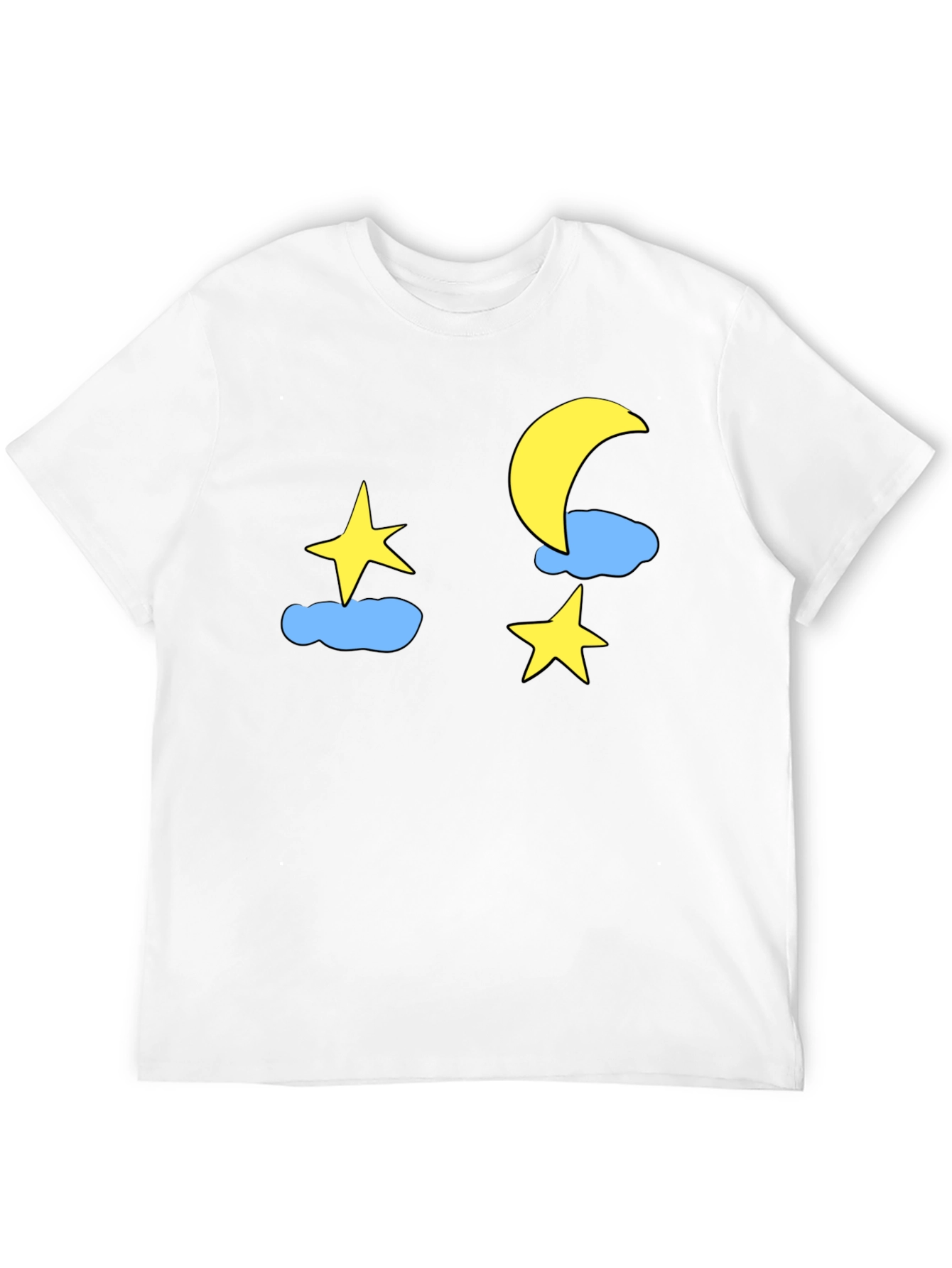 Night Sky Tee: Moon Stars & Clouds Graphic T-Shirt