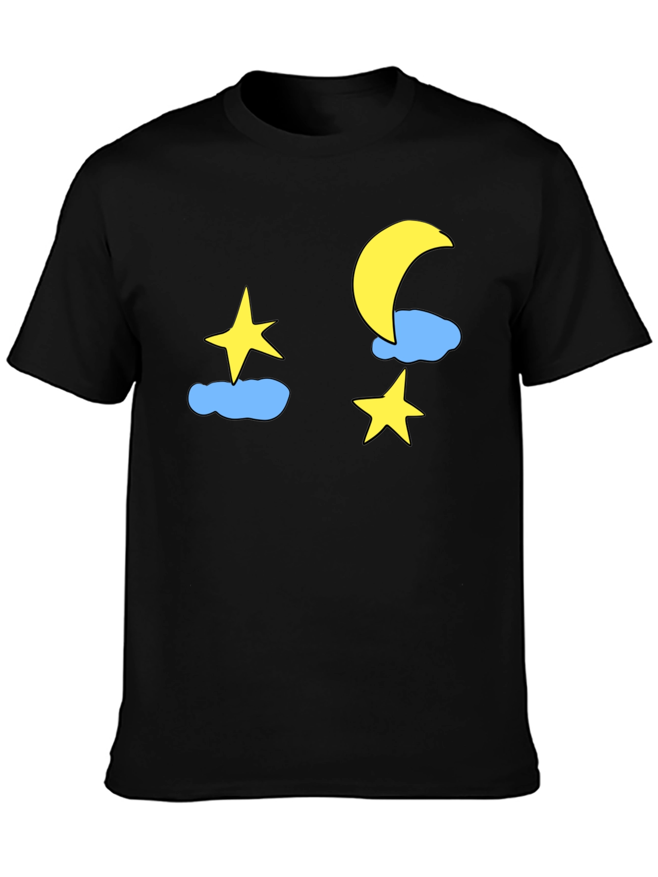Night Sky Tee: Moon Stars & Clouds Graphic T-Shirt