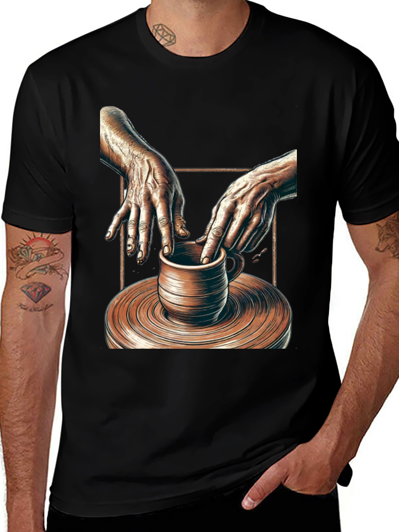 Potters Hands Graphic Tee - Unisex Black T-Shirt