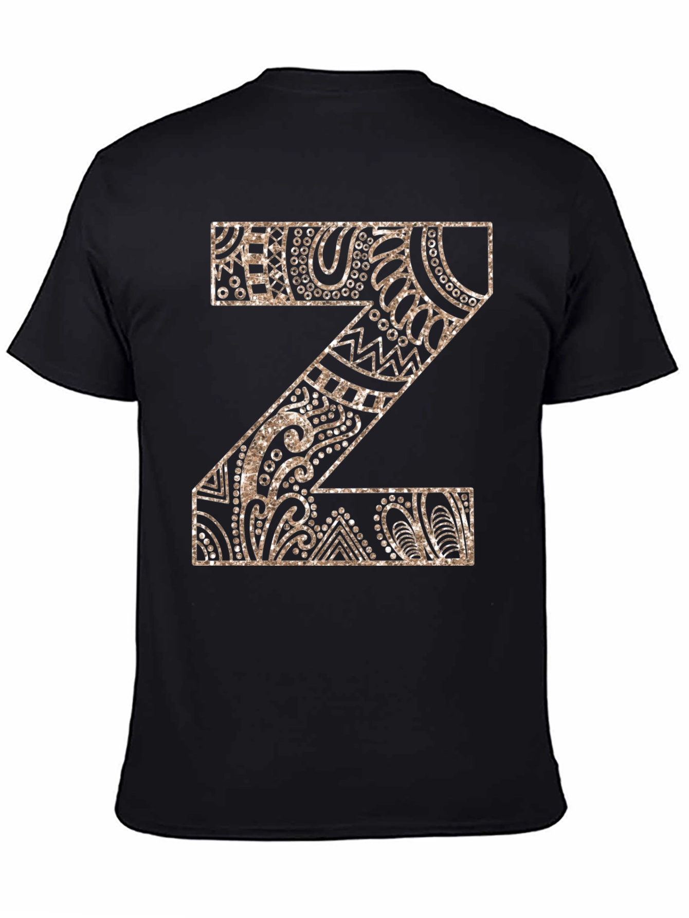 Letter Z Patterned Graphic Tee - Stylish Black Shirt