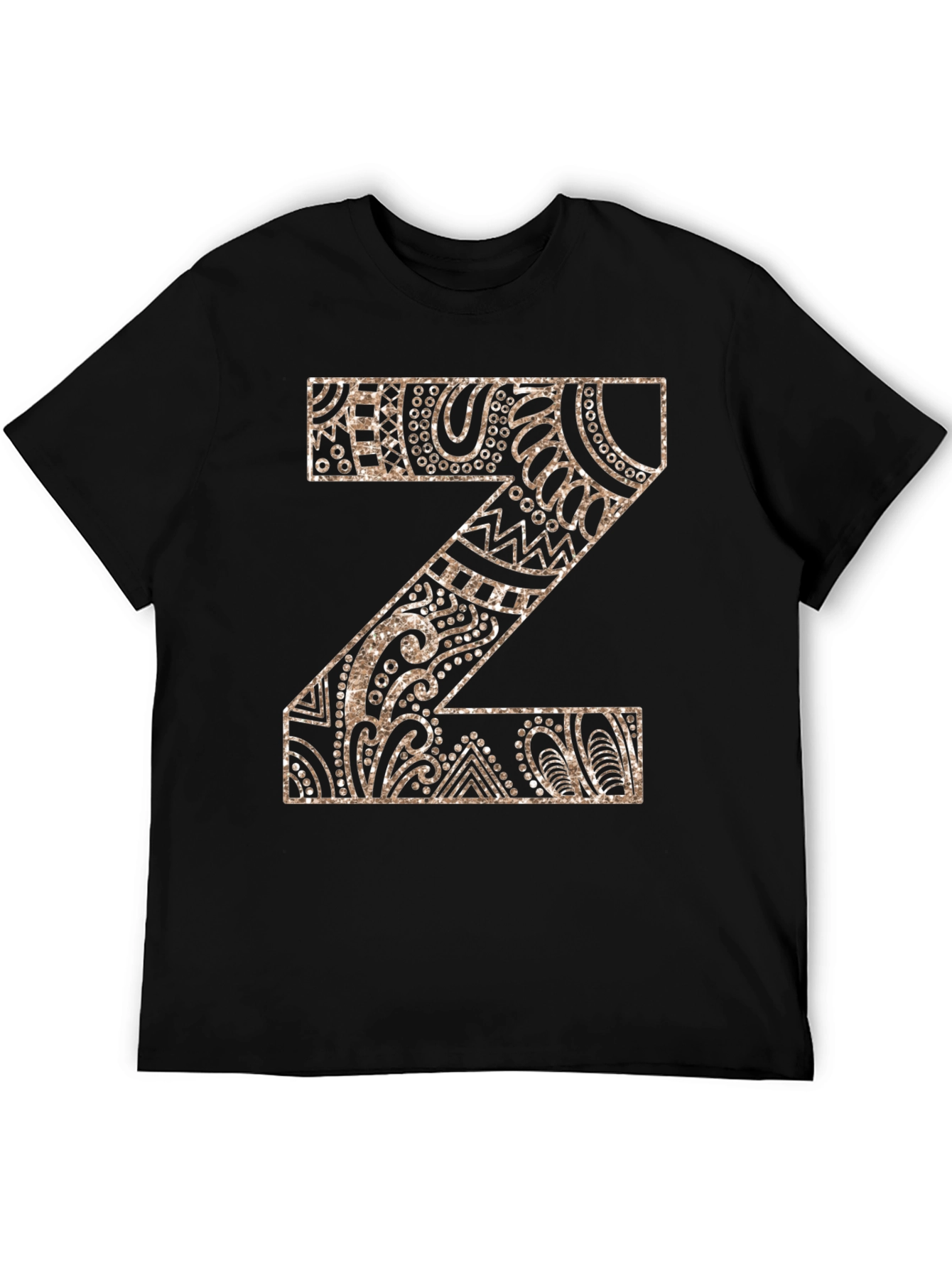 Letter Z Patterned Graphic Tee - Stylish Black Shirt