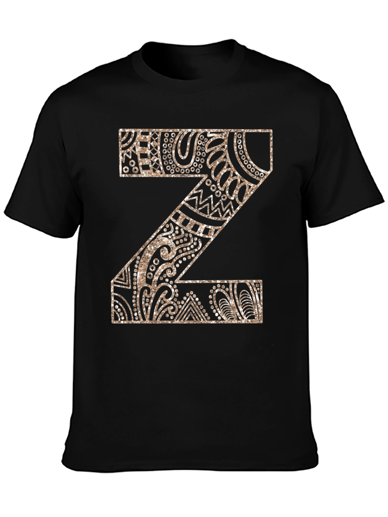 Letter Z Patterned Graphic Tee - Stylish Black Shirt