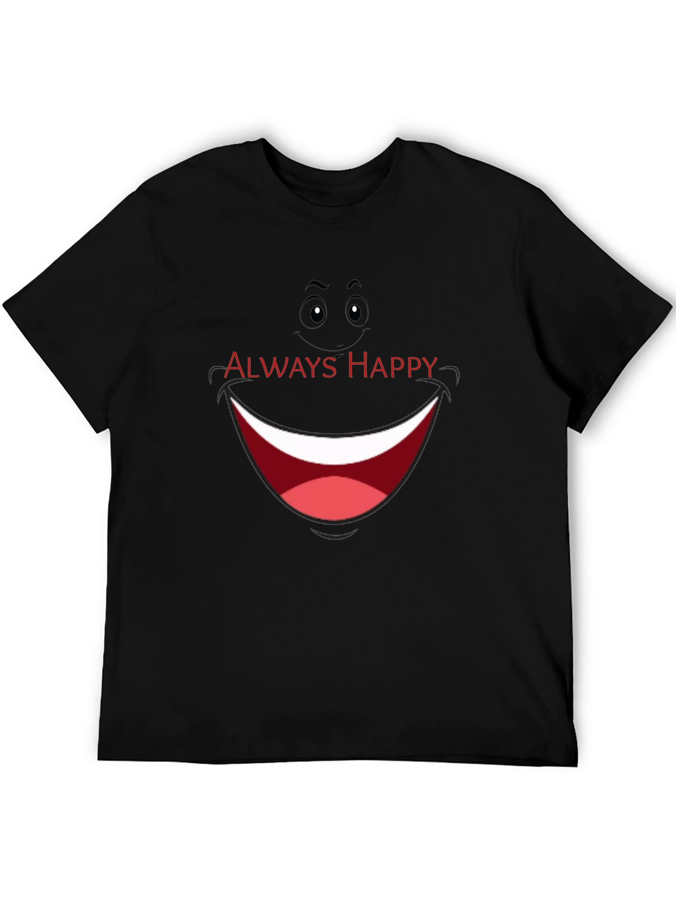 Always Happy Graphic T-Shirt - Black Smile Tee