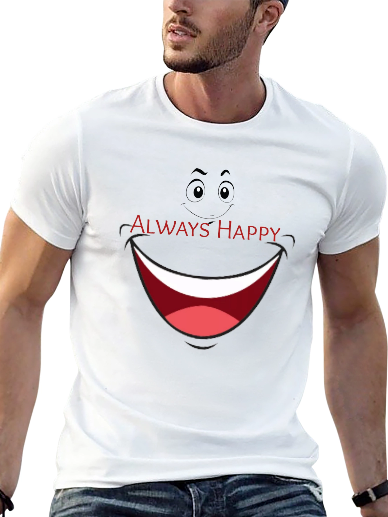 Always Happy Graphic T-Shirt - Black Smile Tee