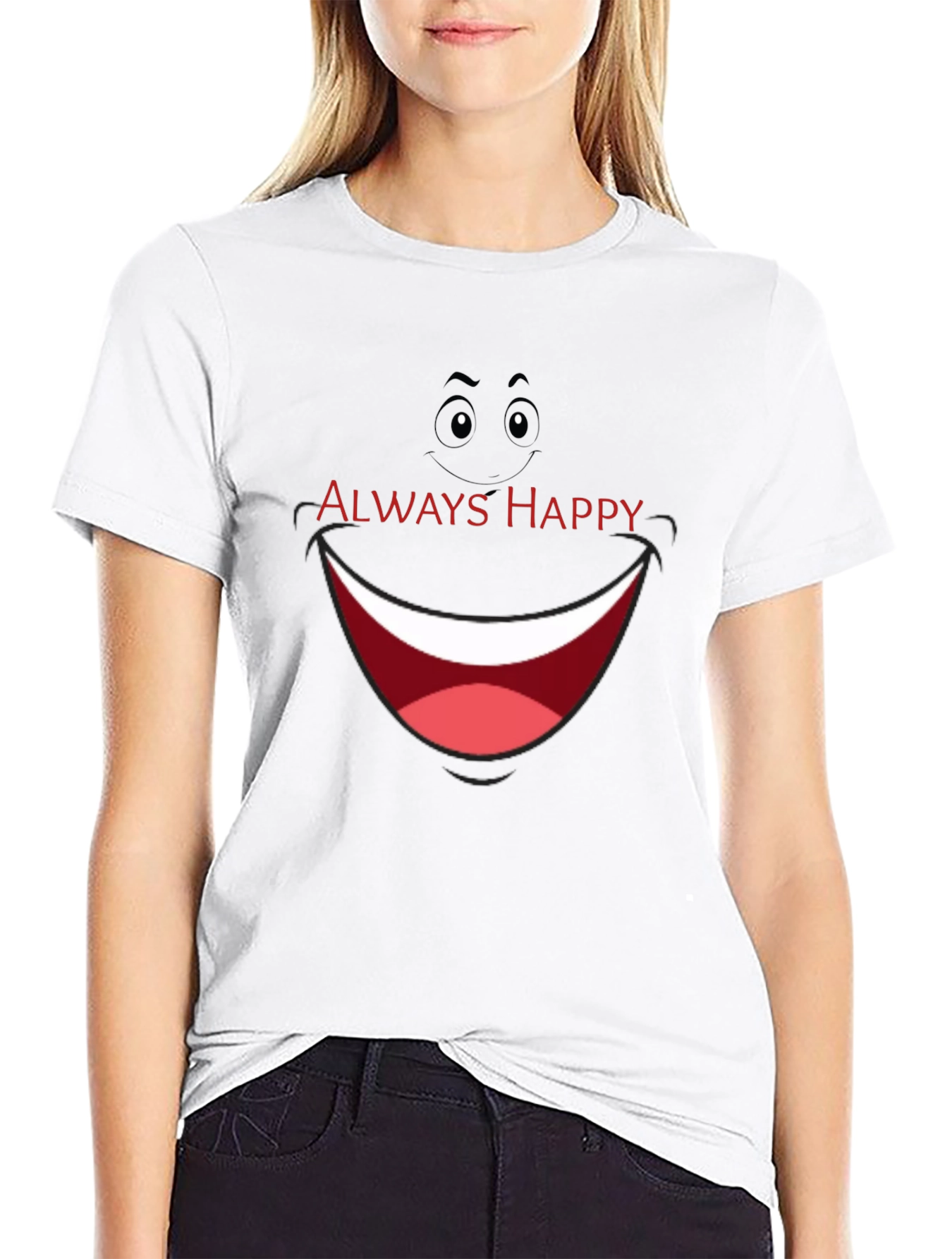 Always Happy Graphic T-Shirt - Black Smile Tee