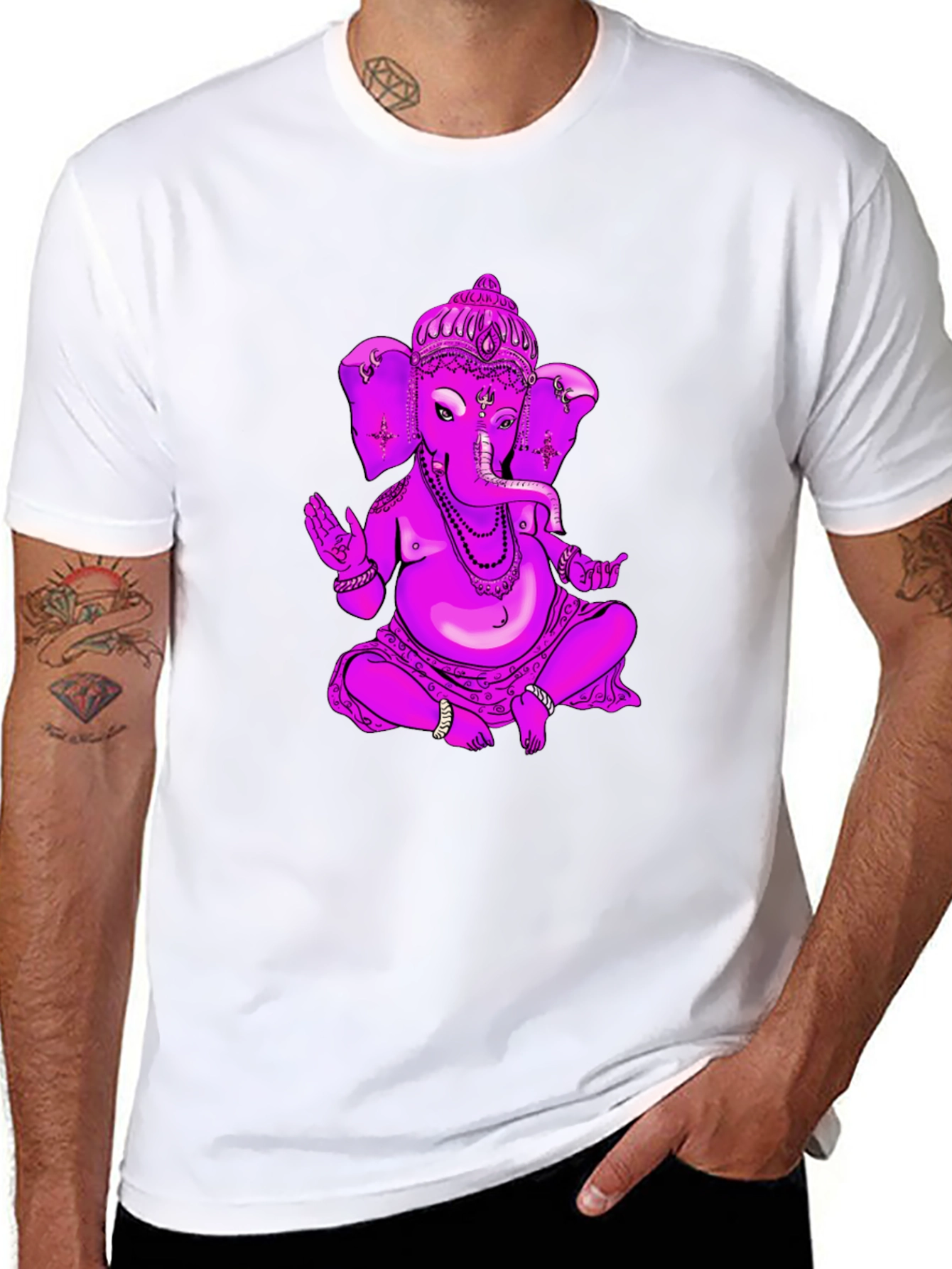 Ganesh Graphic Tee - Black Cotton Blend T-Shirt