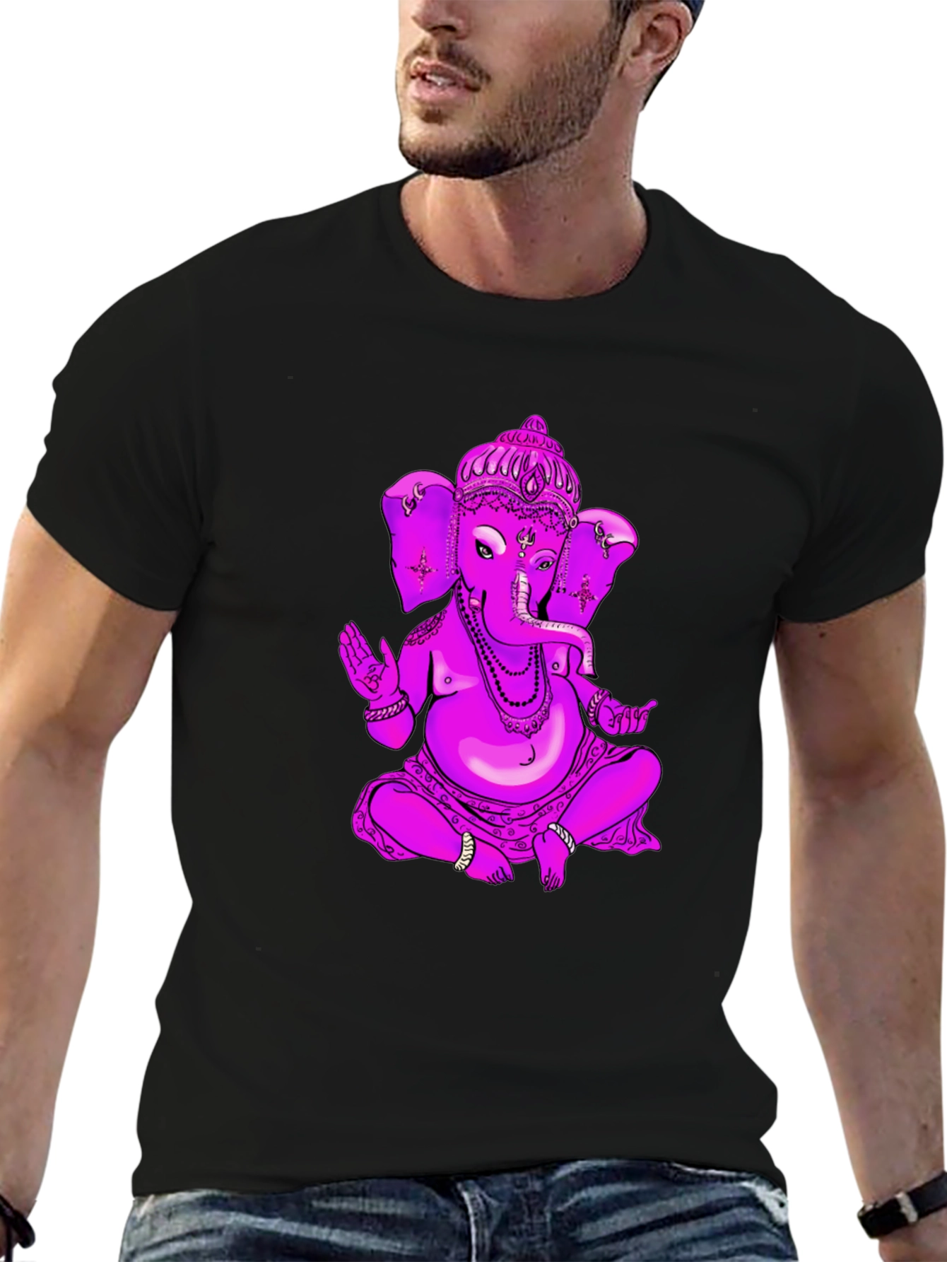 Ganesh Graphic Tee - Black Cotton Blend T-Shirt