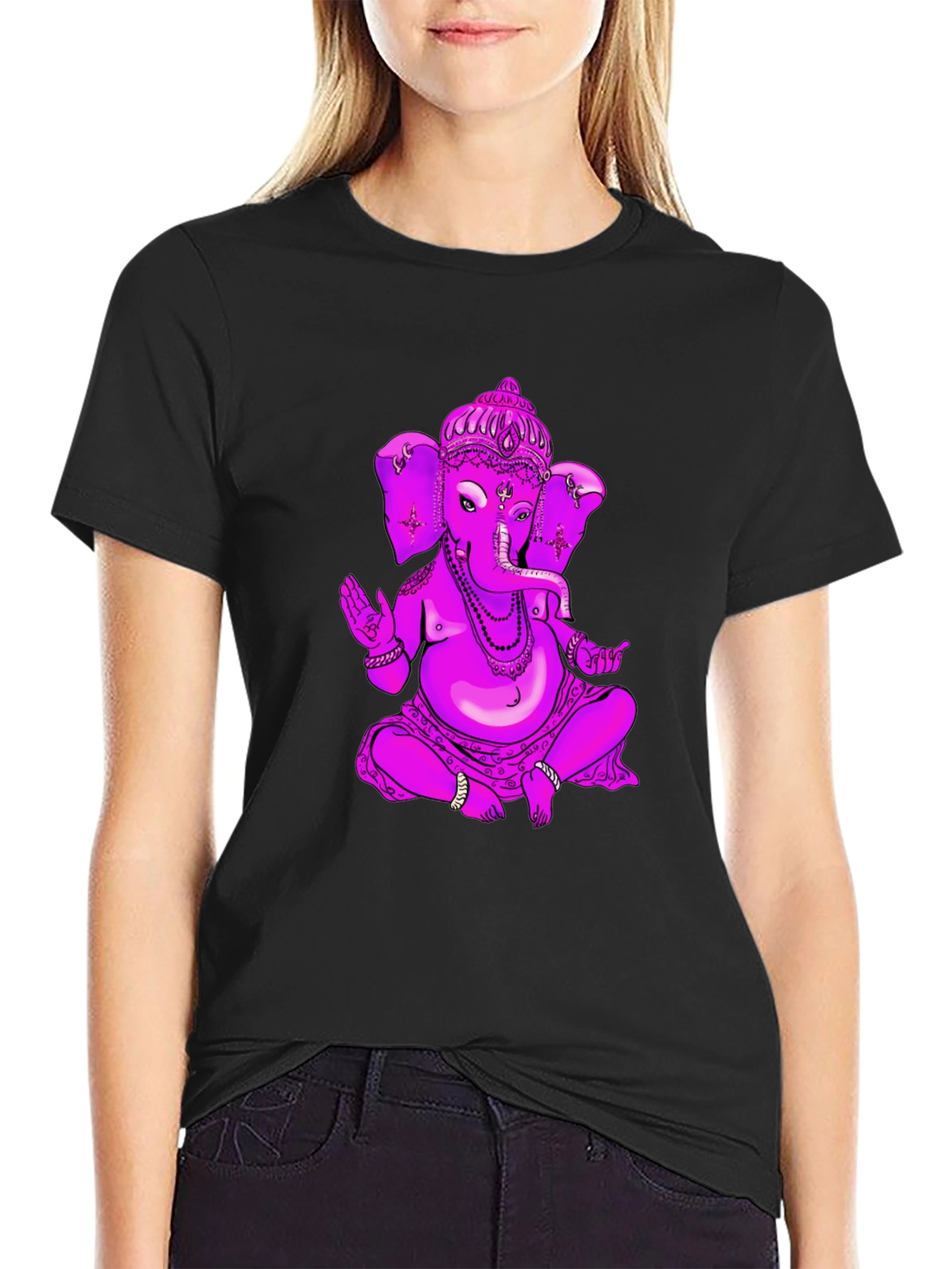 Ganesh Graphic Tee - Black Cotton Blend T-Shirt