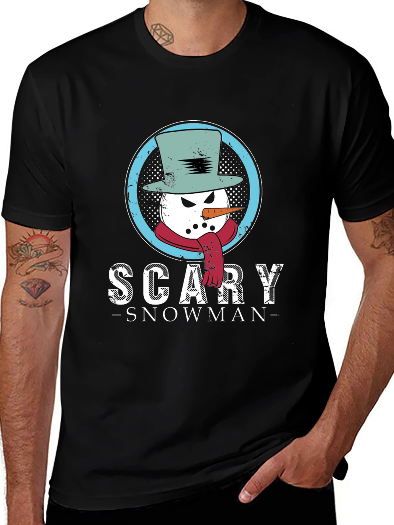 Scary Snowman Graphic Tee - Holiday Fun