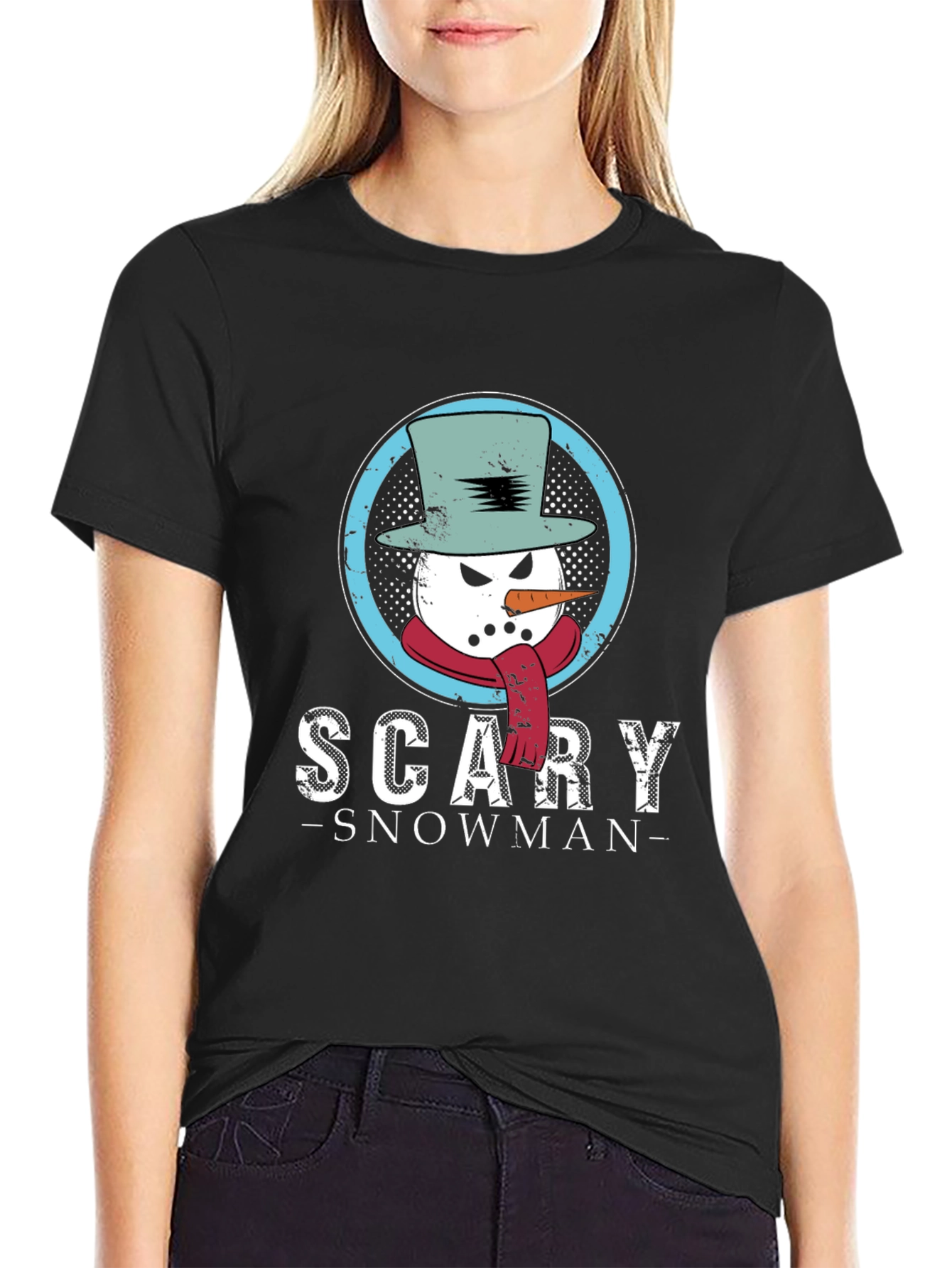 Scary Snowman Graphic Tee - Holiday Fun