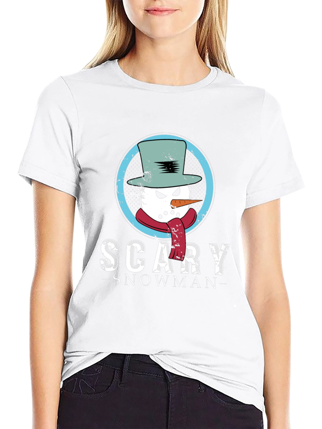 Scary Snowman Graphic Tee - Holiday Fun