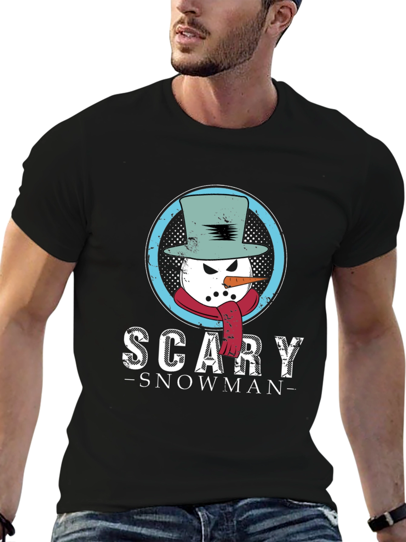 Scary Snowman Graphic Tee - Holiday Fun