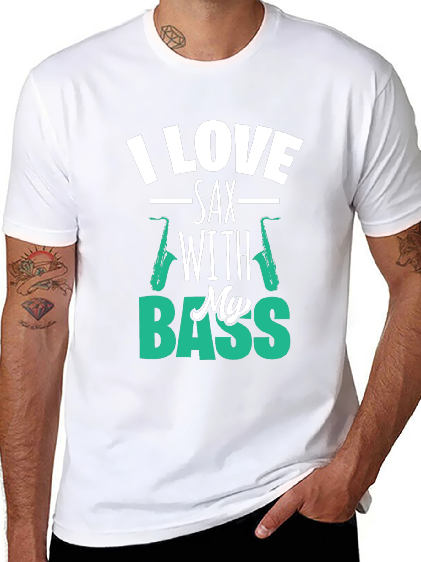 I Love Sax with My Bass Graphic T-Shirt