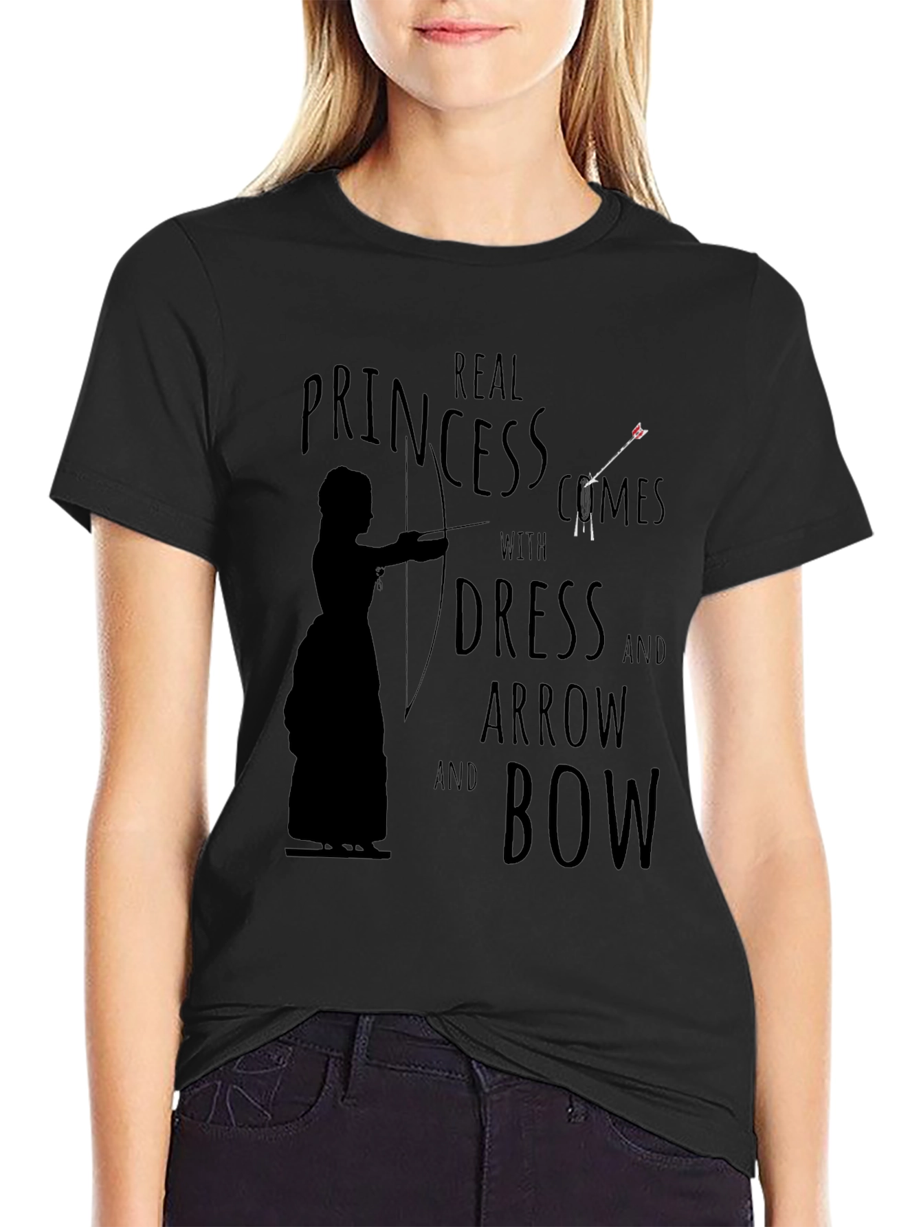 Real Princess T-Shirt: Dress Arrow Bow Graphic Tee
