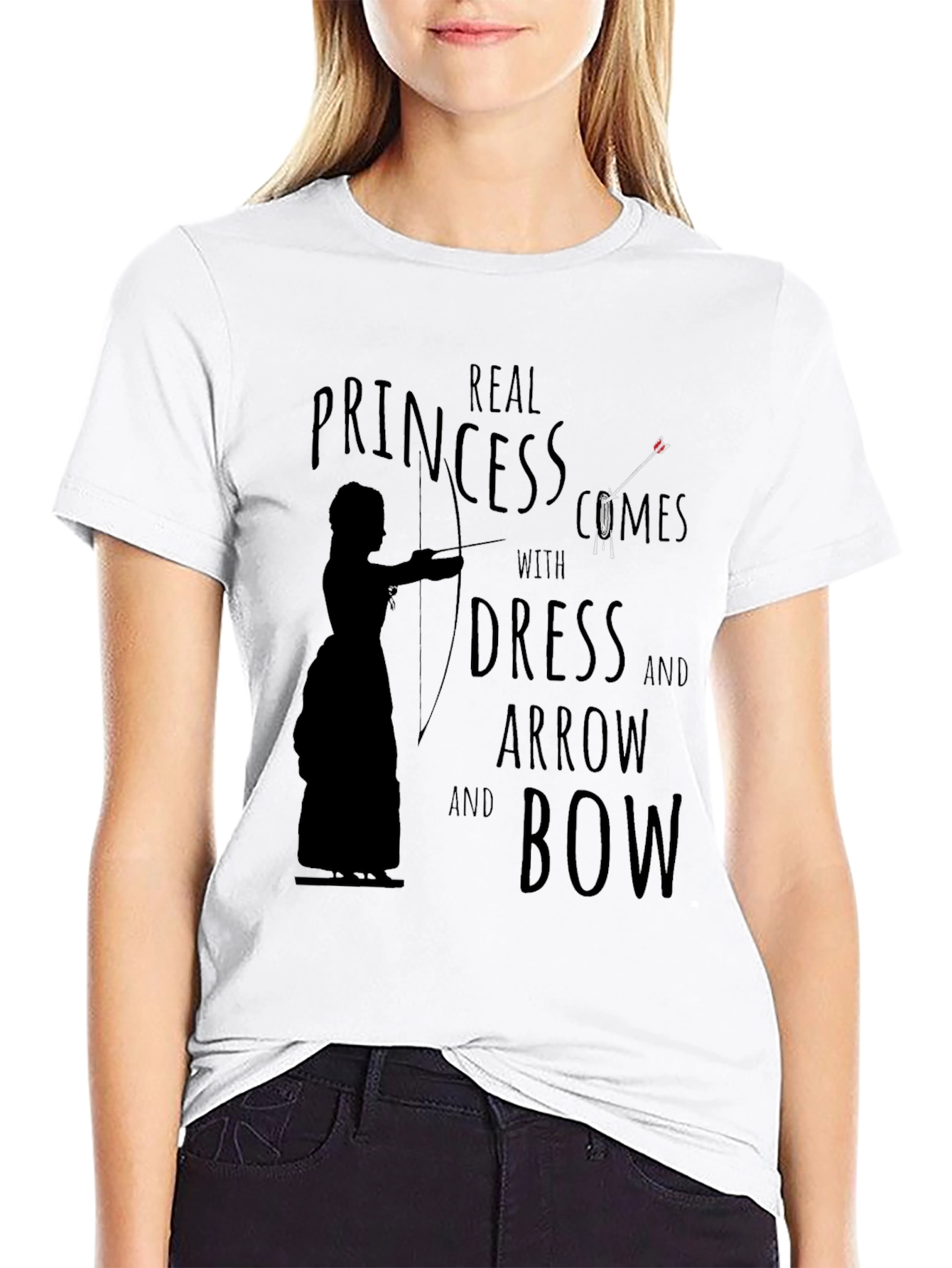 Real Princess T-Shirt: Dress Arrow Bow Graphic Tee