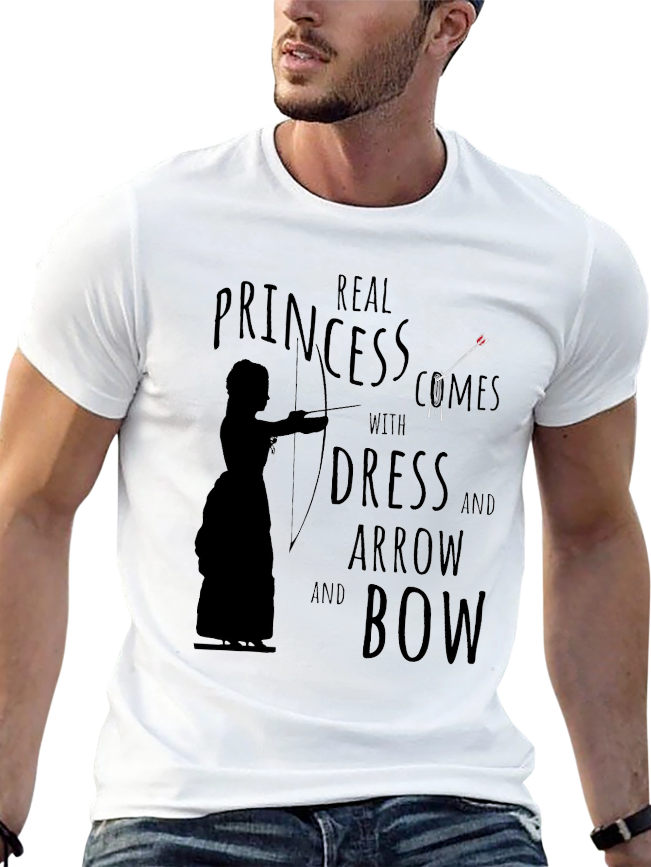 Real Princess T-Shirt: Dress Arrow Bow Graphic Tee