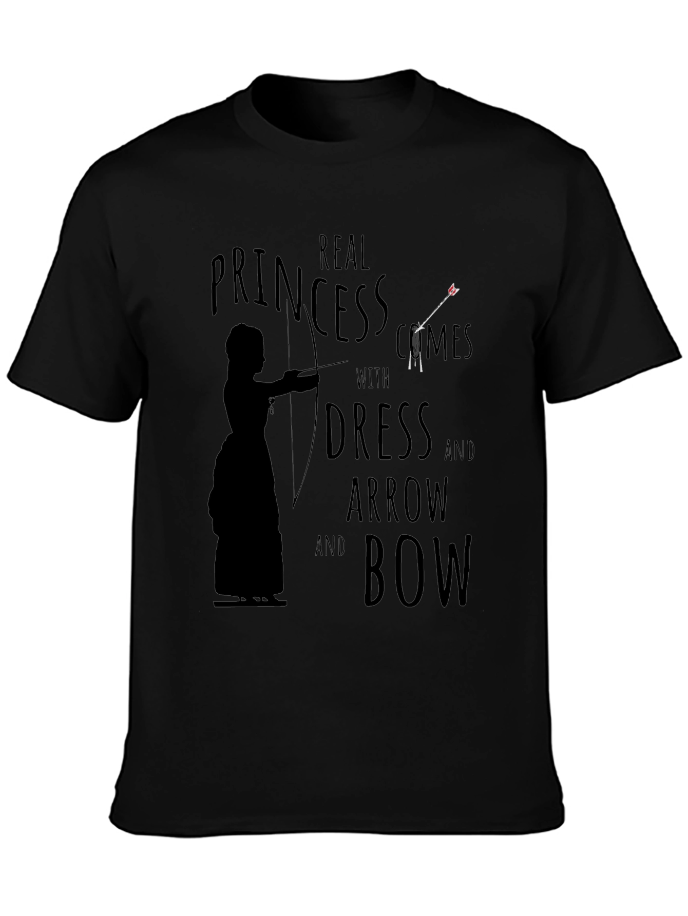 Real Princess T-Shirt: Dress Arrow Bow Graphic Tee
