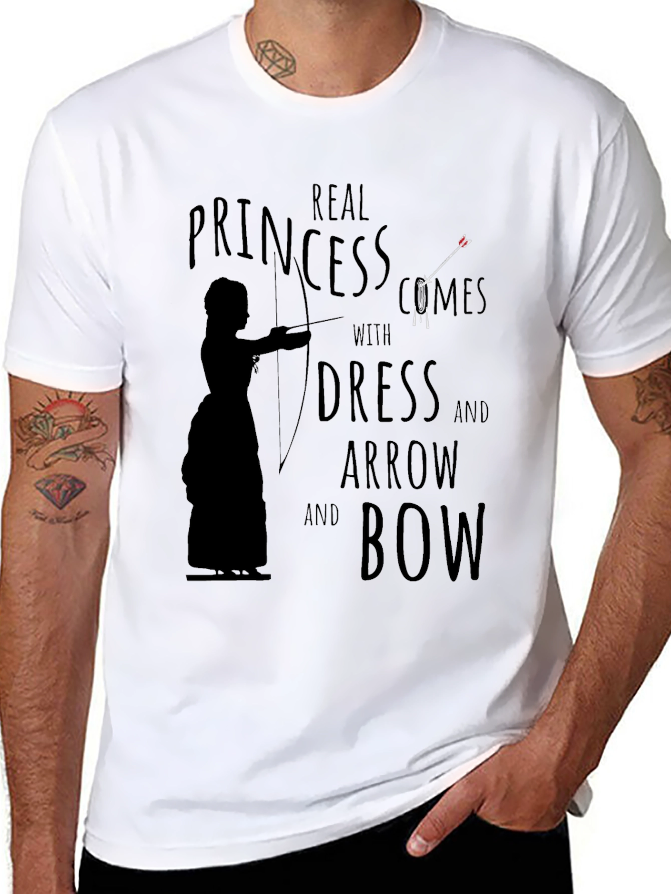 Real Princess T-Shirt: Dress Arrow Bow Graphic Tee