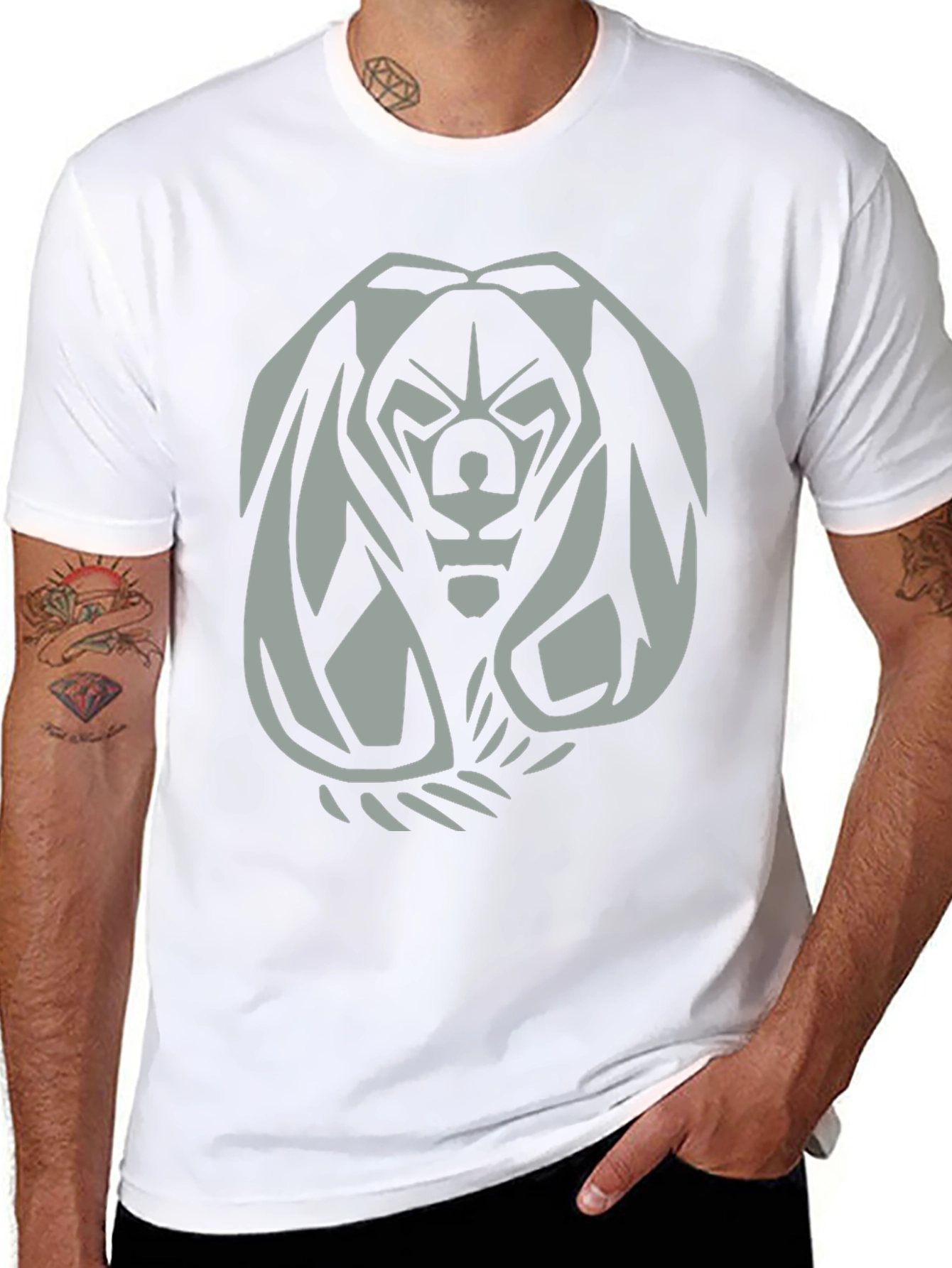 Mens Black Graphic Tee - Fierce Bear Design