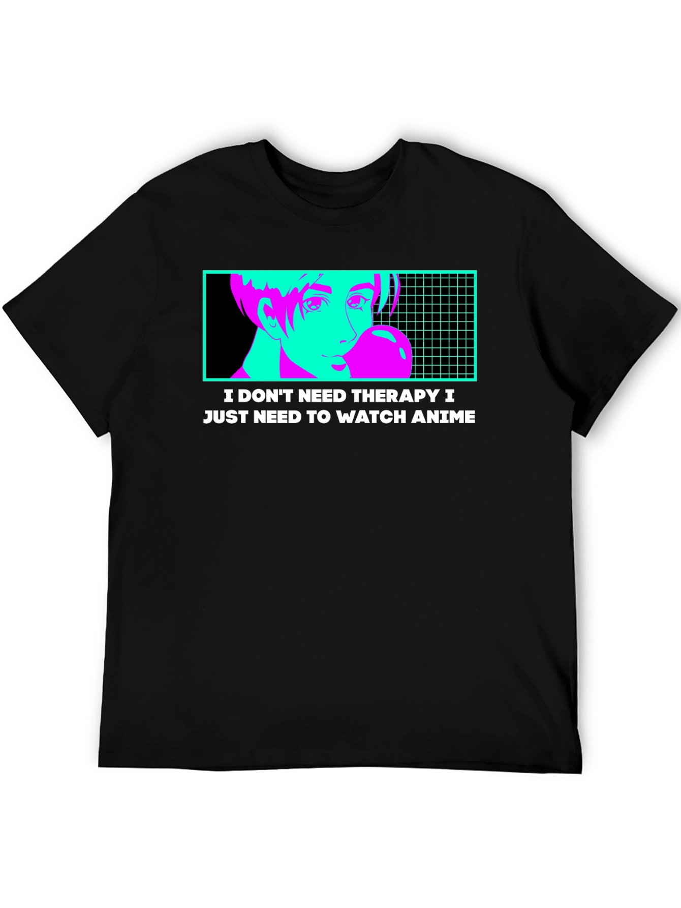 Anime Therapy T-Shirt - Black Graphic Tee