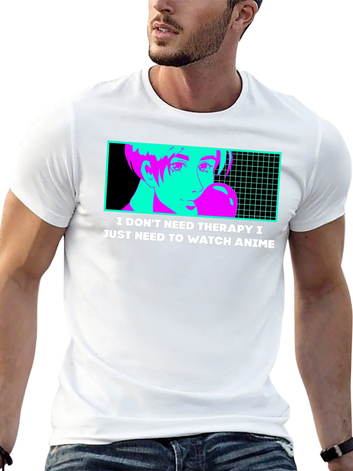 Anime Therapy T-Shirt - Black Graphic Tee