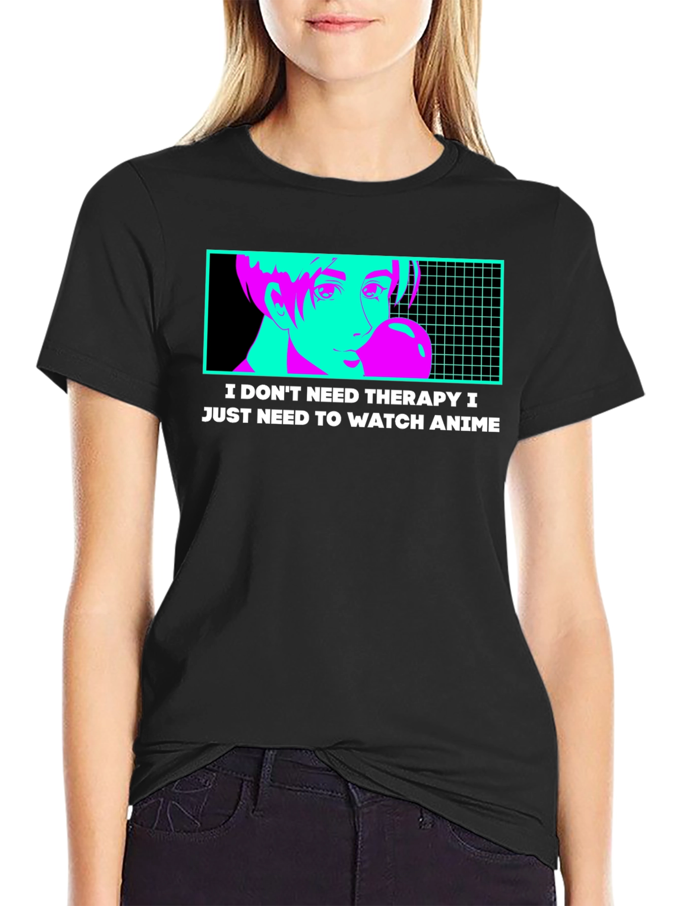 Anime Therapy T-Shirt - Black Graphic Tee