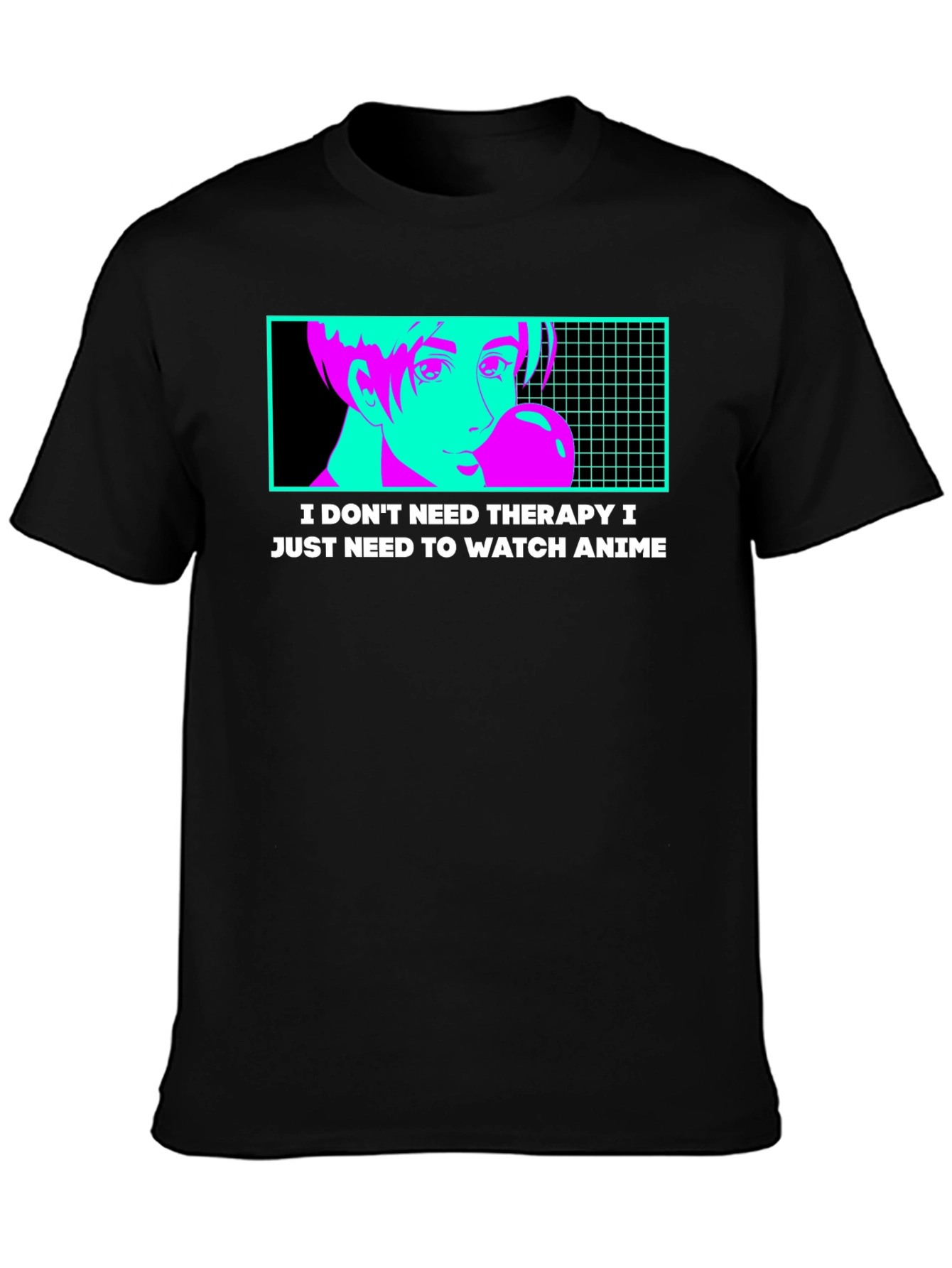 Anime Therapy T-Shirt - Black Graphic Tee