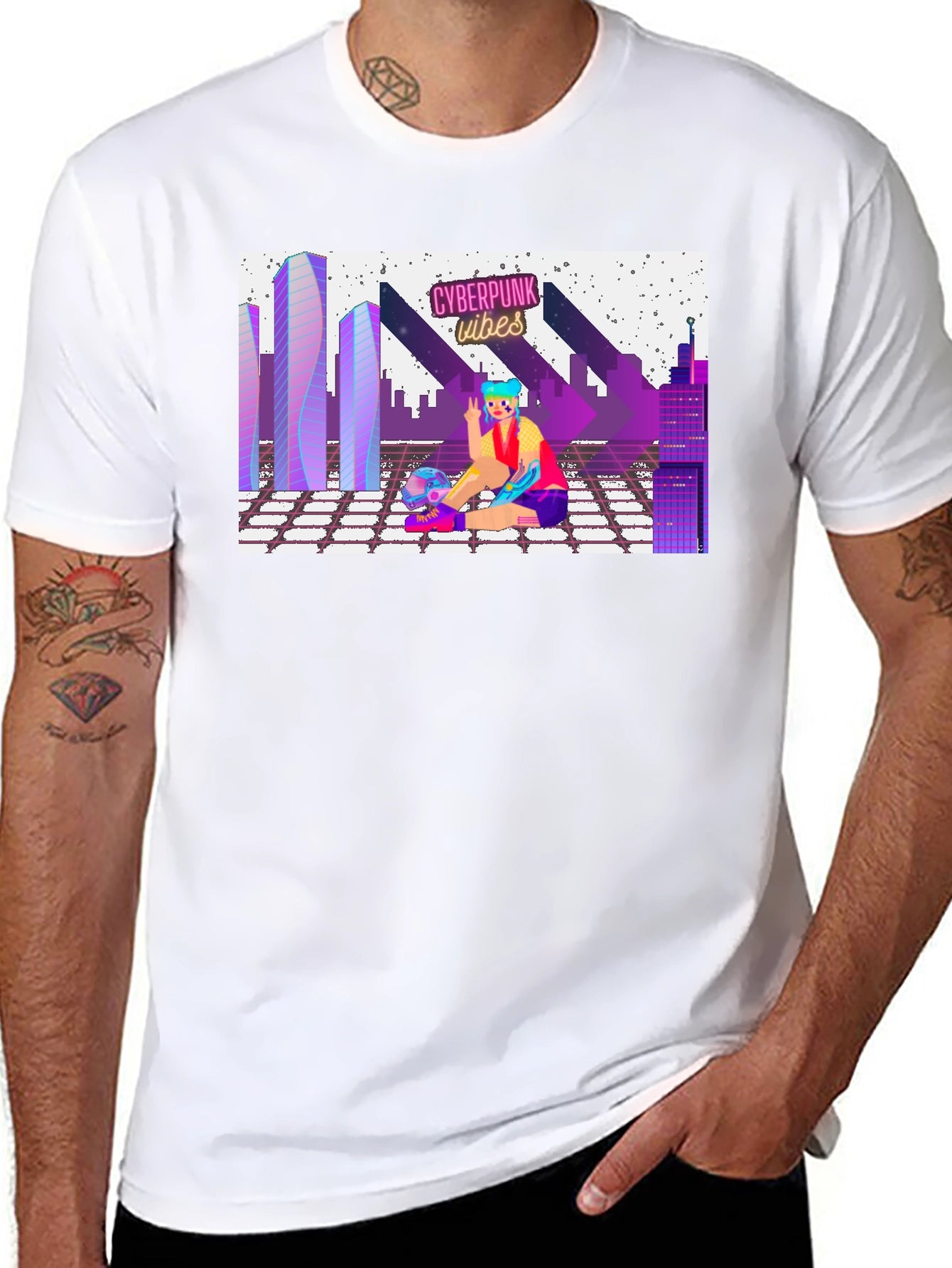 Cyberpunk Vibes Graphic Tee - Retro Style