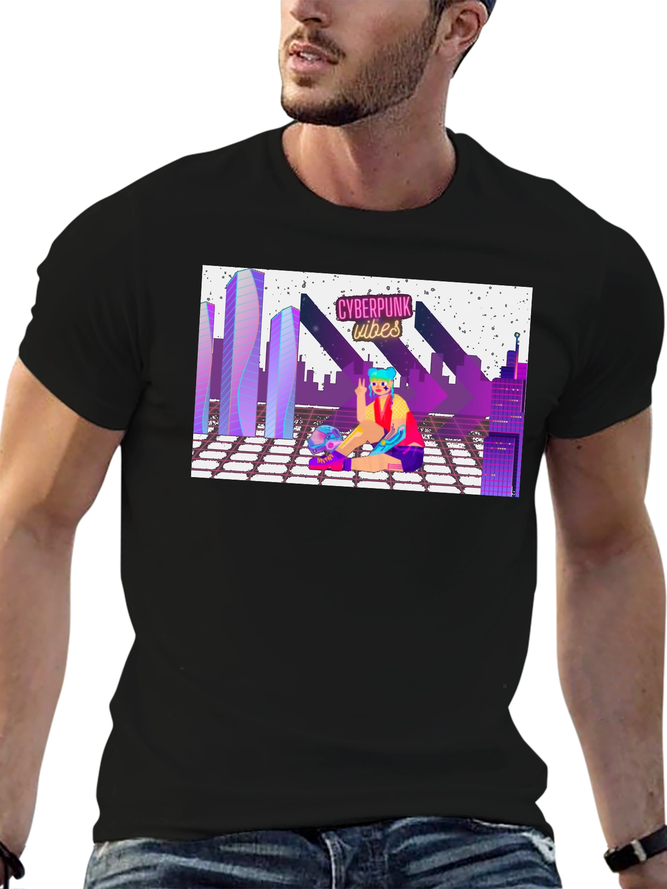 Cyberpunk Vibes Graphic Tee - Retro Style