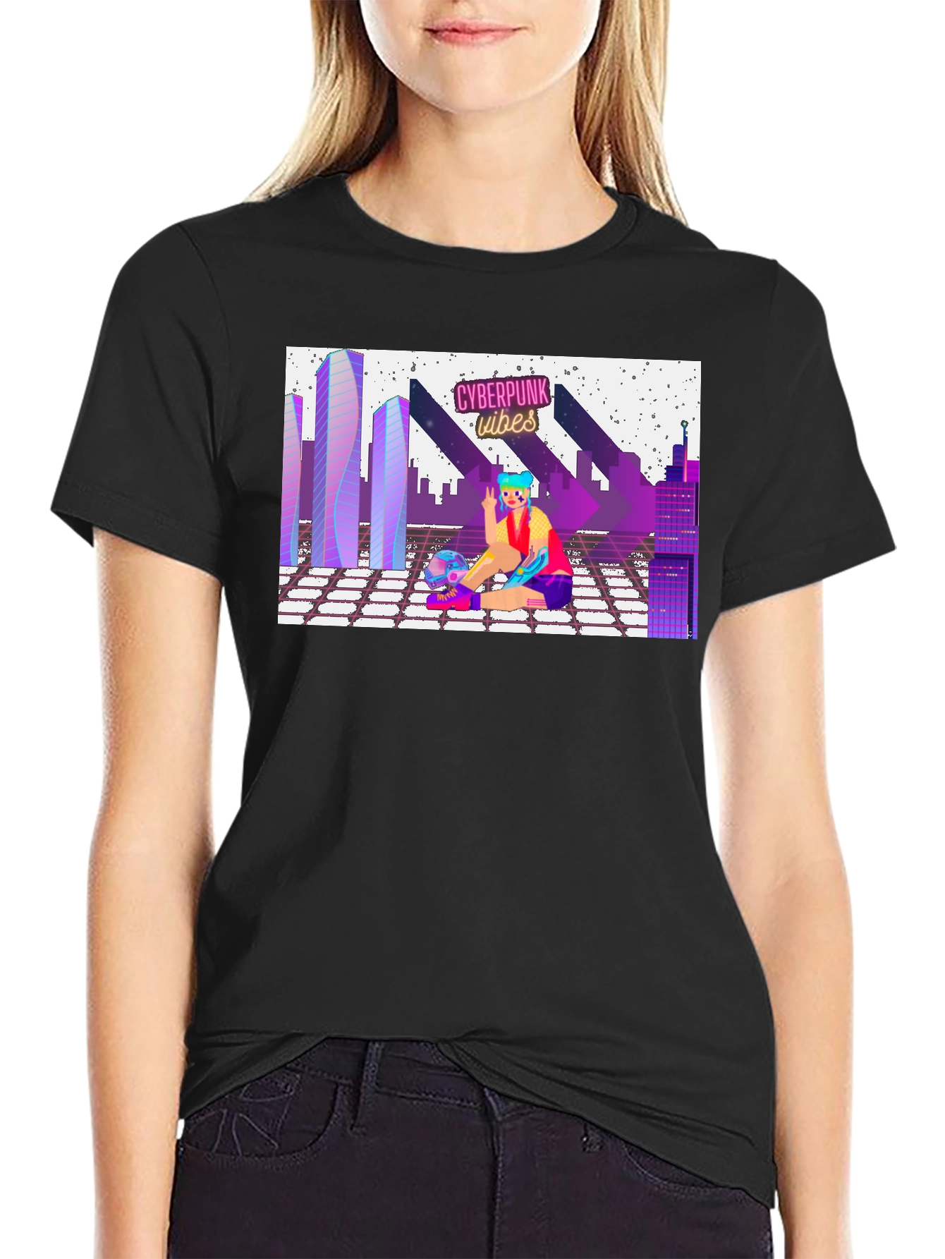 Cyberpunk Vibes Graphic Tee - Retro Style