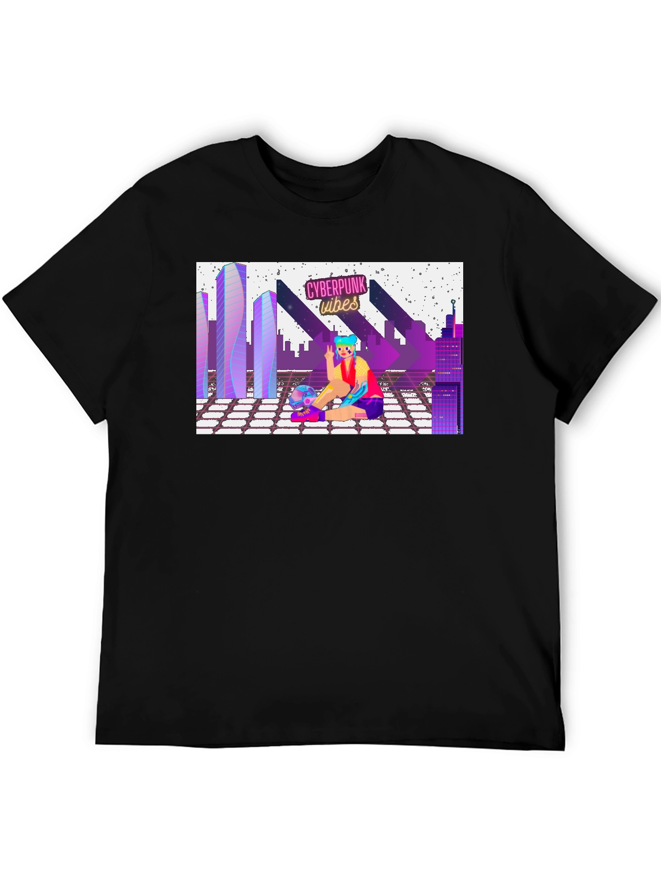 Cyberpunk Vibes Graphic Tee - Retro Style