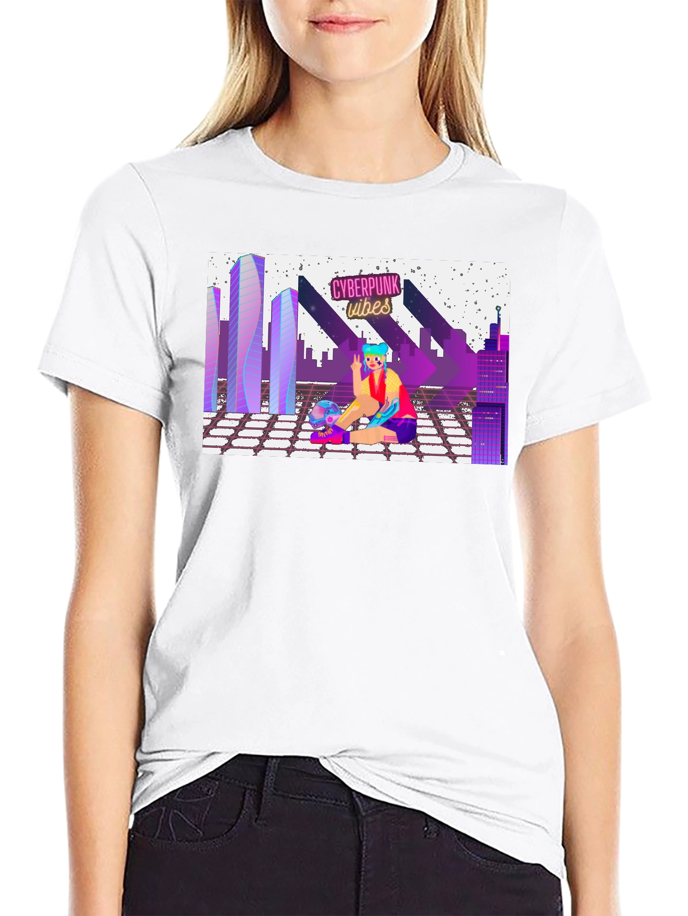 Cyberpunk Vibes Graphic Tee - Retro Style