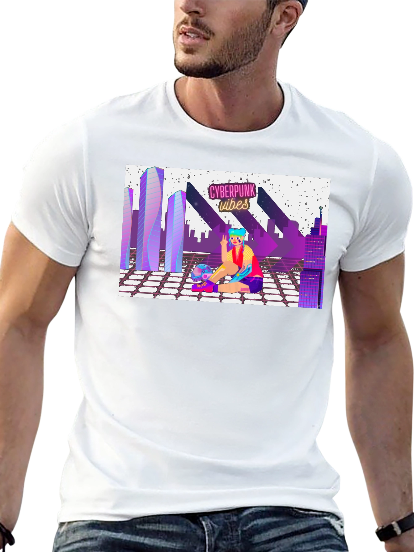 Cyberpunk Vibes Graphic Tee - Retro Style