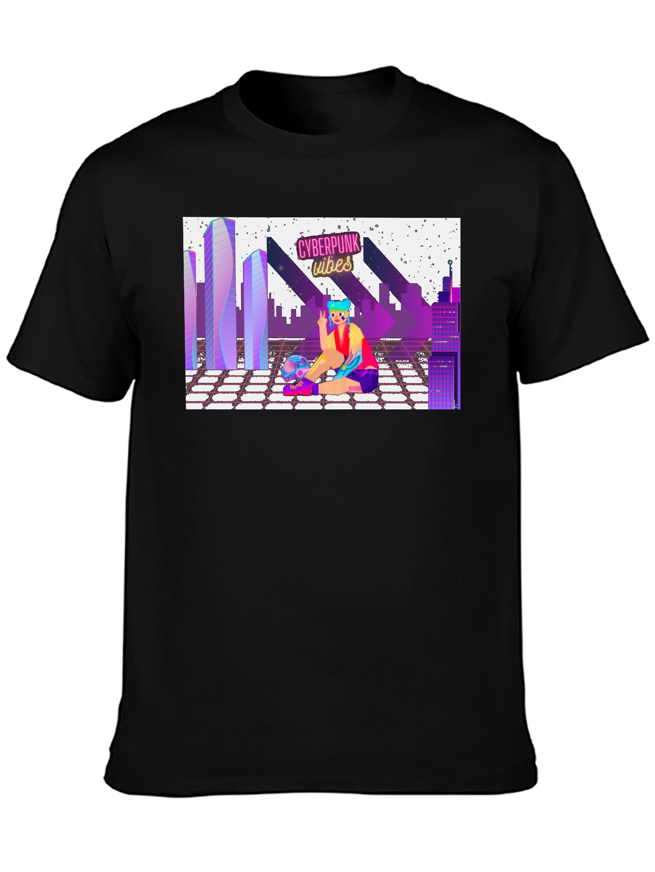 Cyberpunk Vibes Graphic Tee - Retro Style