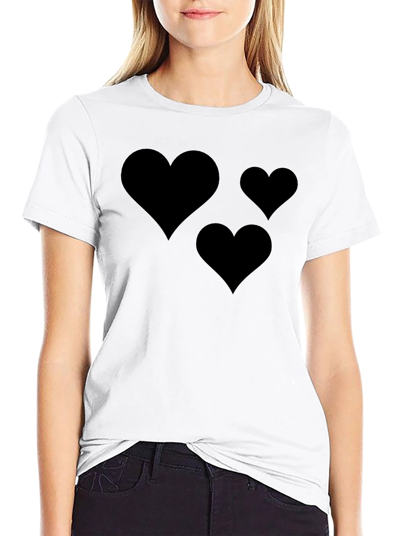 Mens Black T-Shirt with Heart Design