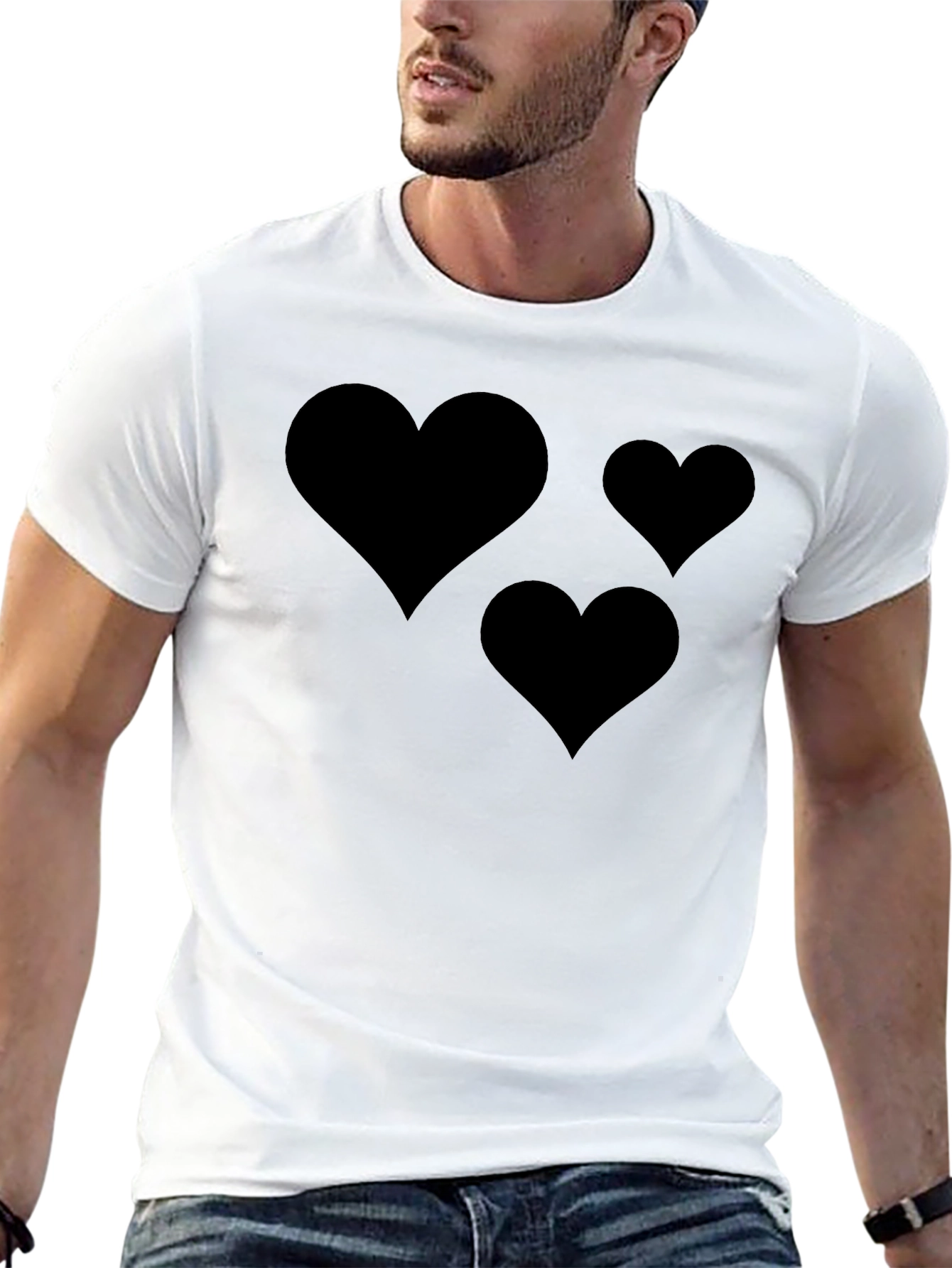 Mens Black T-Shirt with Heart Design