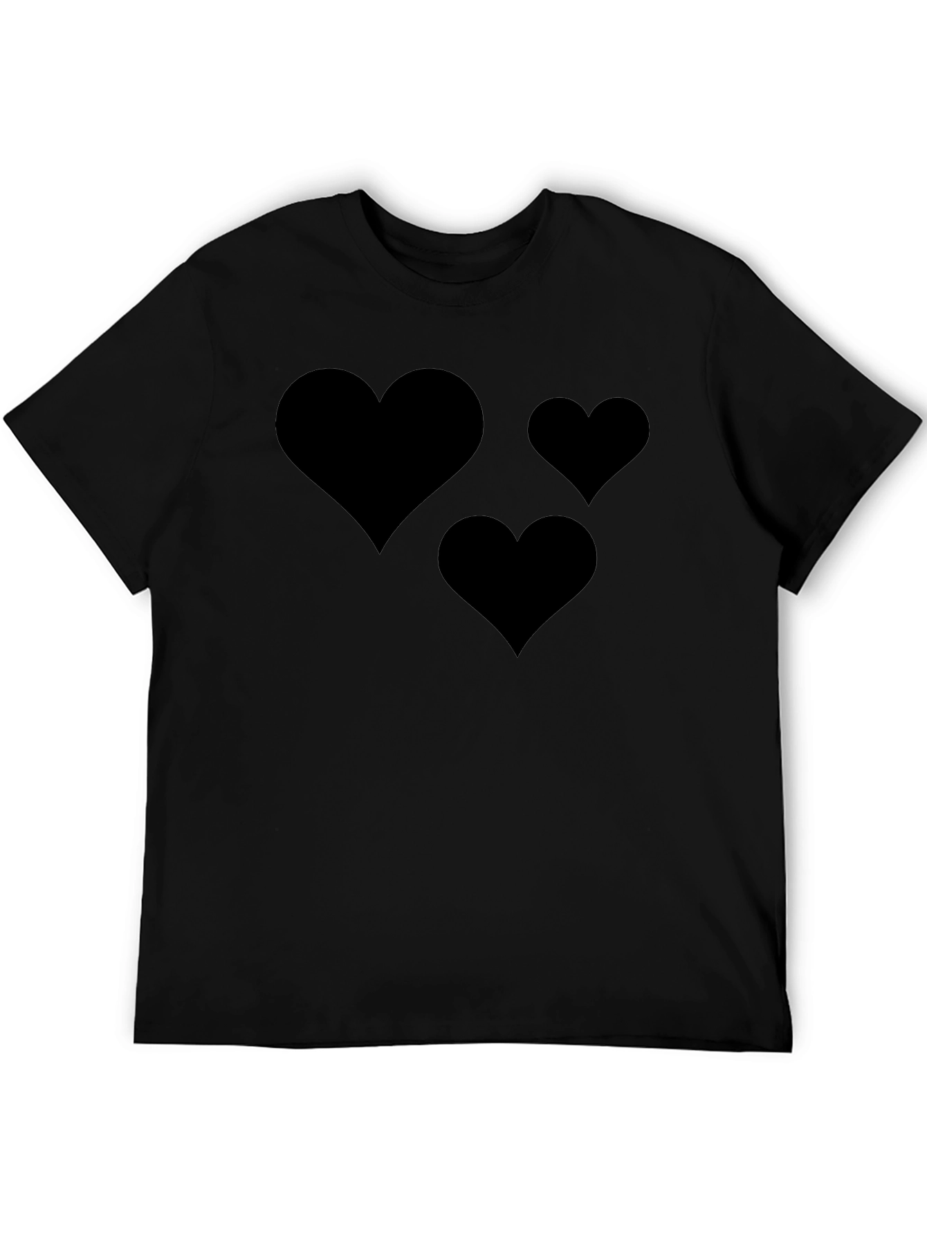 Mens Black T-Shirt with Heart Design