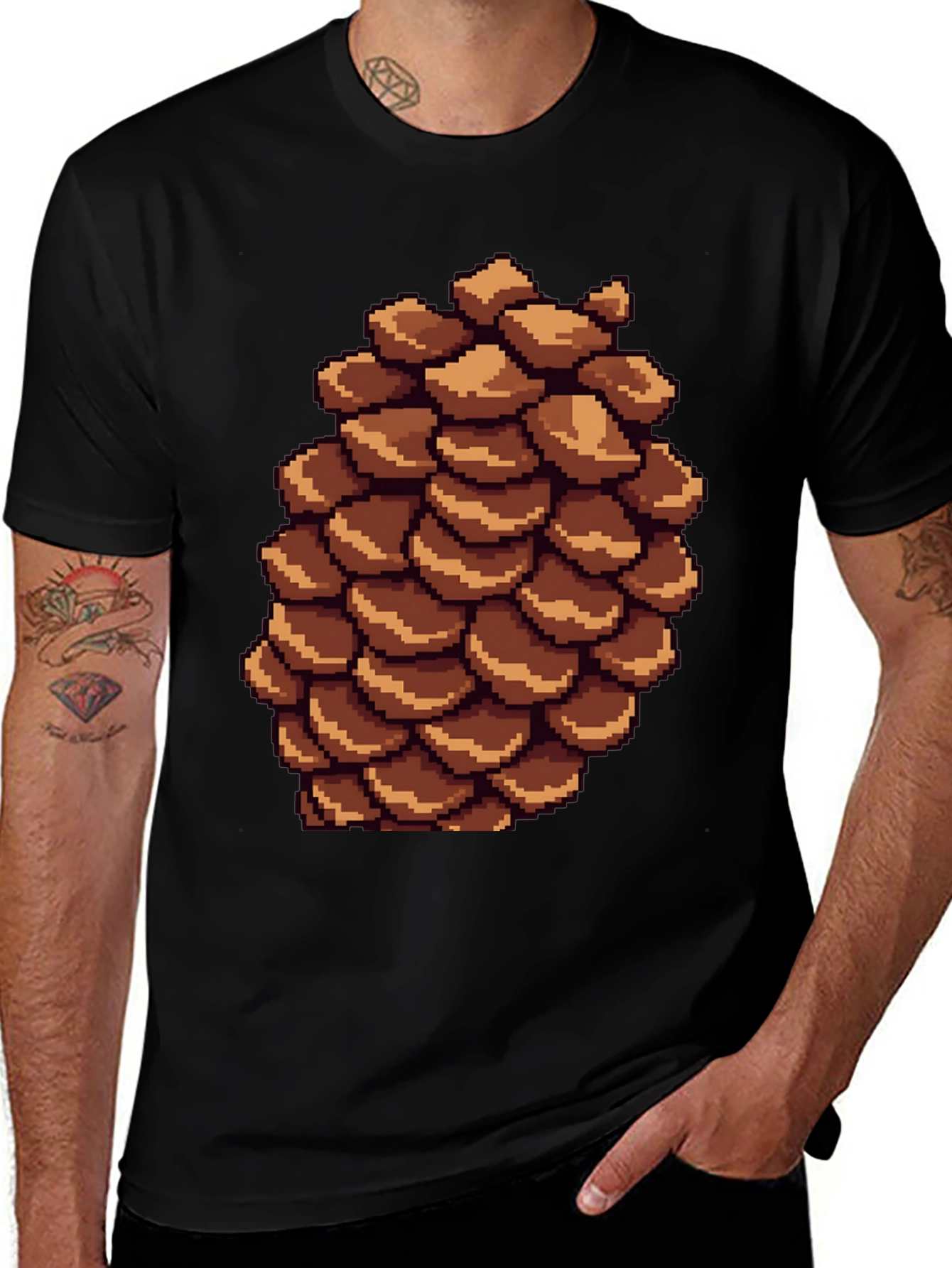 Pixel Pinecone T-Shirt - Nature Inspired Retro Style