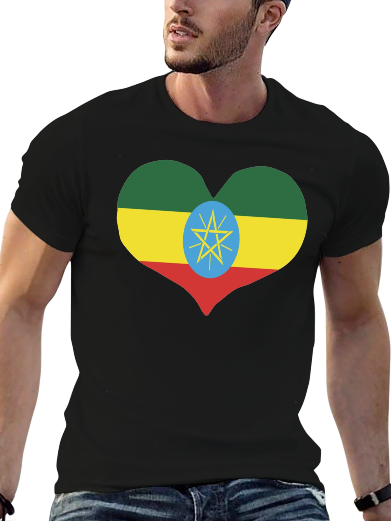 Ethiopia Flag Heart T-Shirt - Patriotic Pride Tee