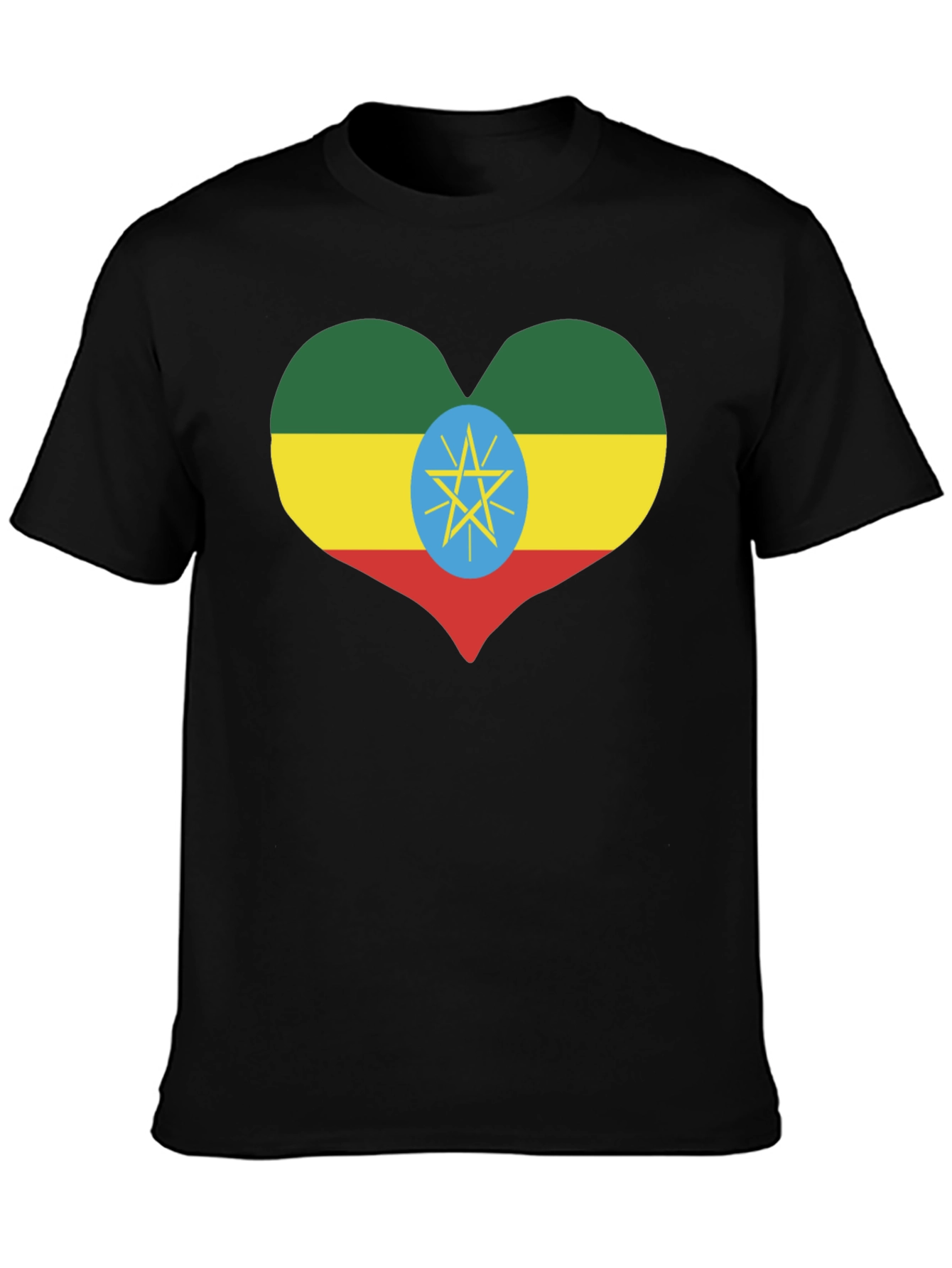 Ethiopia Flag Heart T-Shirt - Patriotic Pride Tee