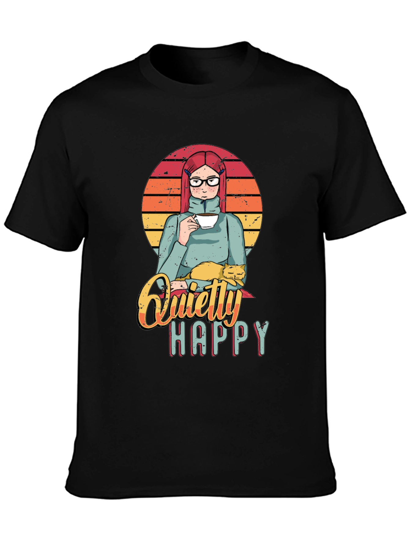 Quietly Happy Graphic T-Shirt - Coffee Lover Design