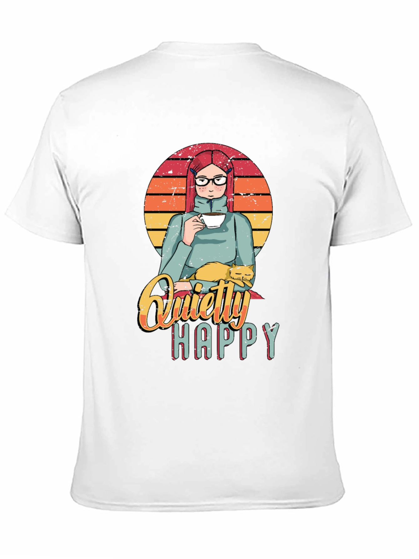 Quietly Happy Graphic T-Shirt - Coffee Lover Design