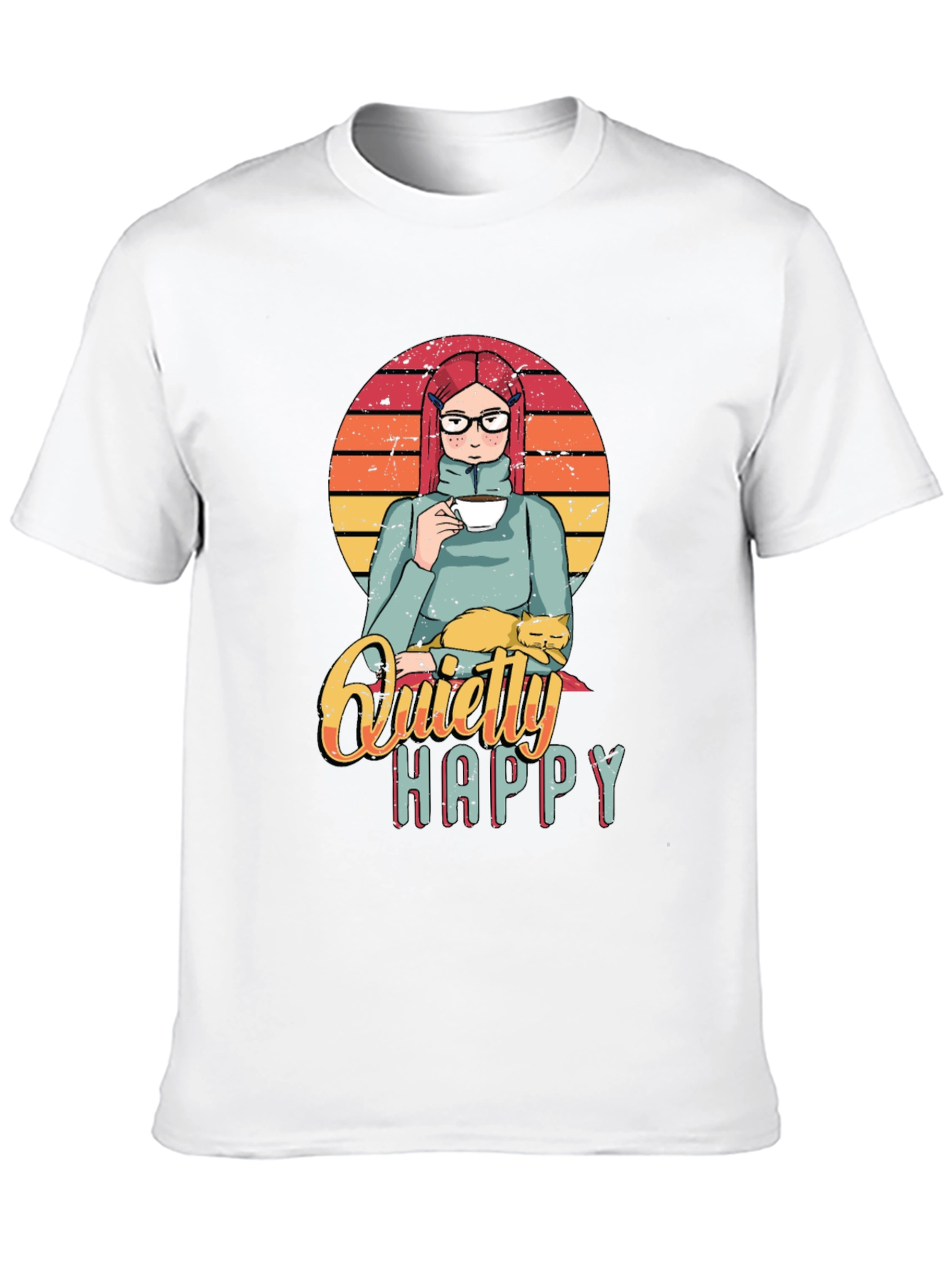 Quietly Happy Graphic T-Shirt - Coffee Lover Design
