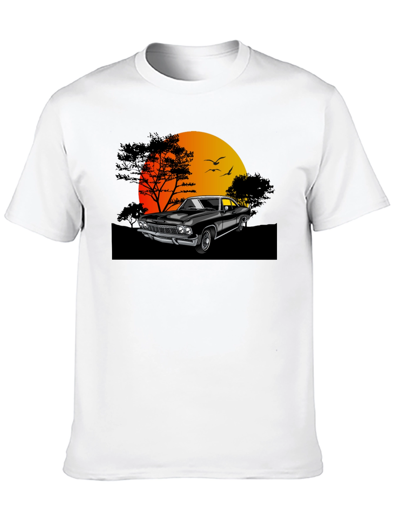Classic Car Sunset Graphic T-Shirt